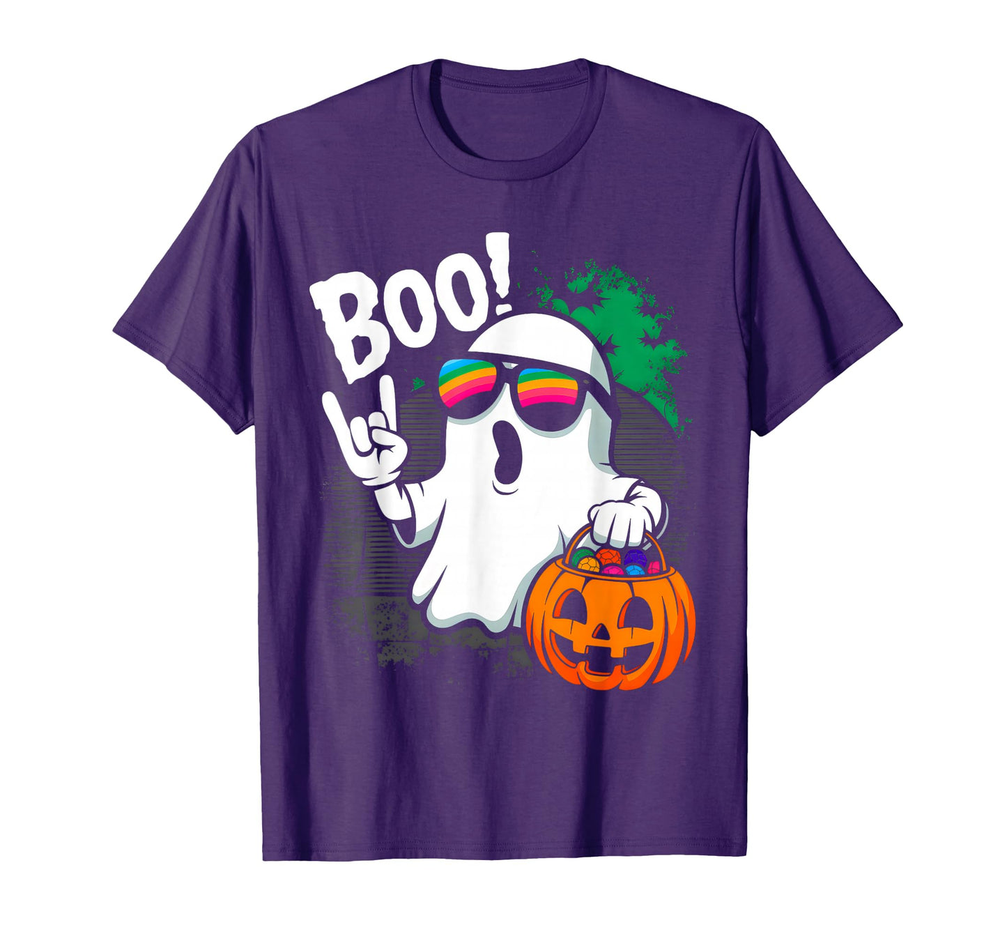 Rock Ghost Retro Halloween Pumpkin Funny Boo Ghost Men Women T-Shirt