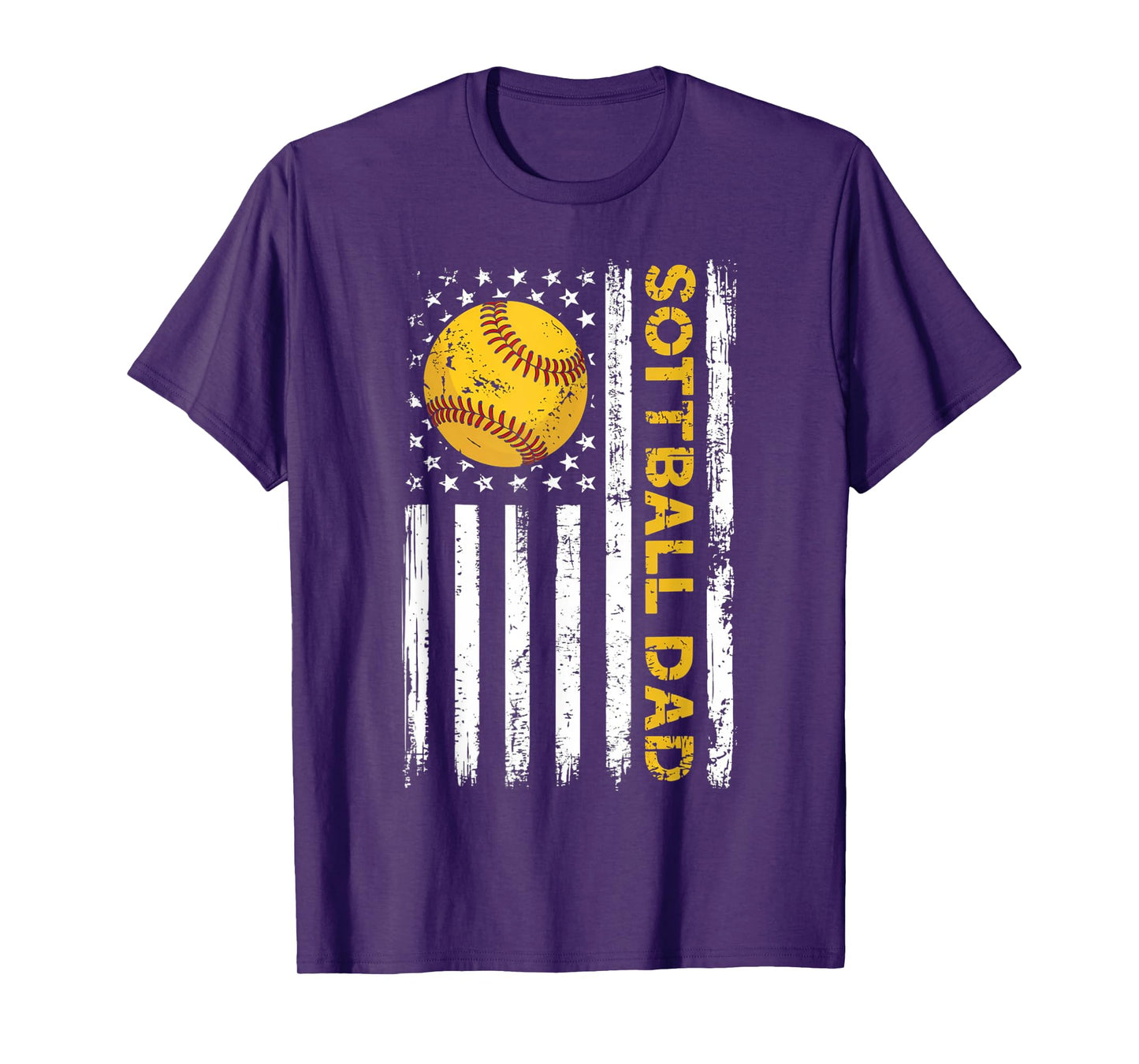 Softball Dad Usa American Flag Patriotic Dad Father's Day T-Shirt