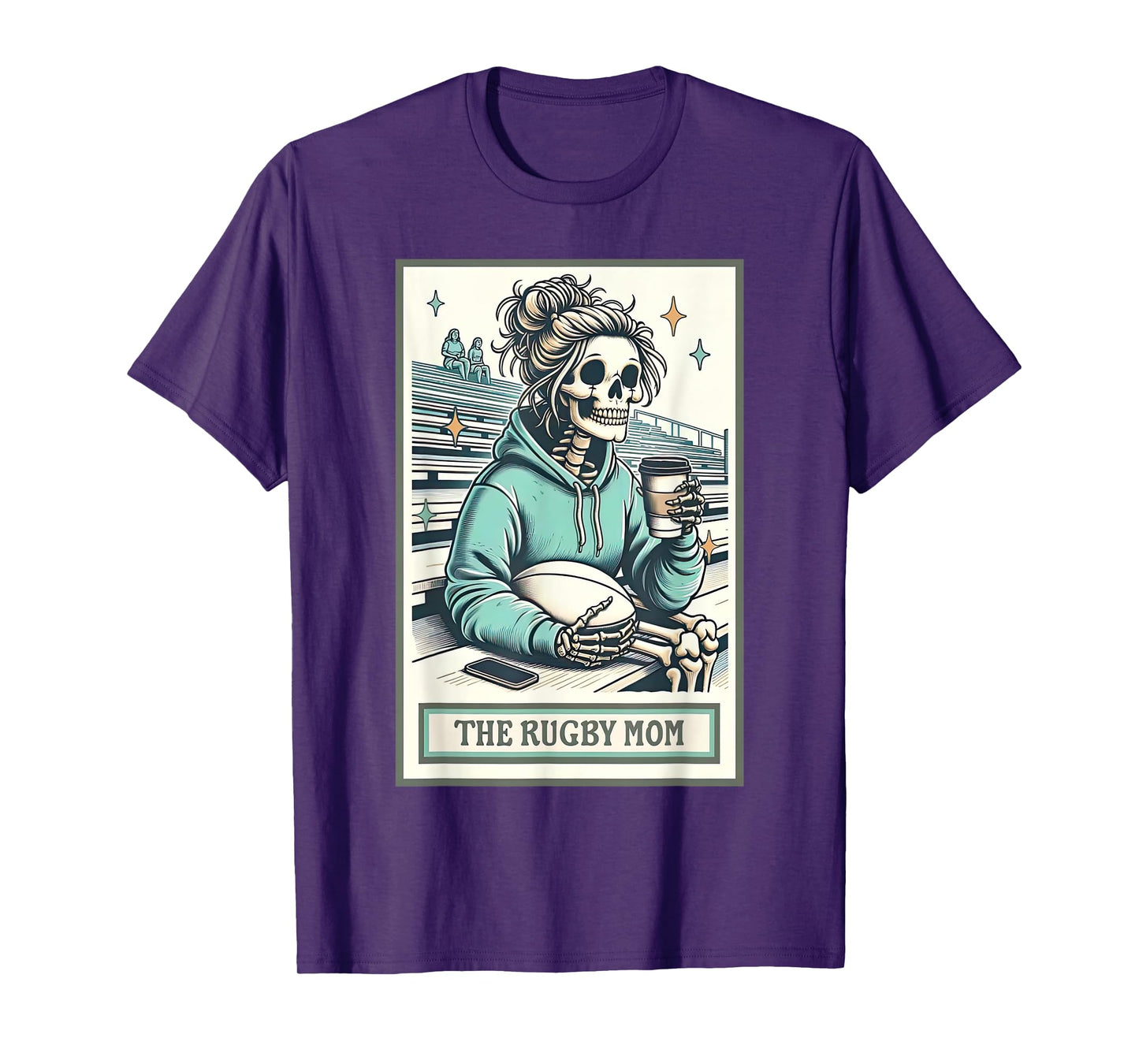 The Rugby Mom Skeleton Tarot Card Football Mama Mothers Day T-Shirt