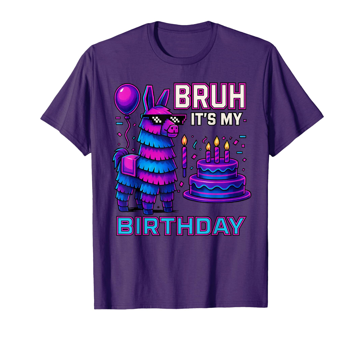 Bruh It’s My Birthday Funny Llama Pinata bday boy kids party T-Shirt