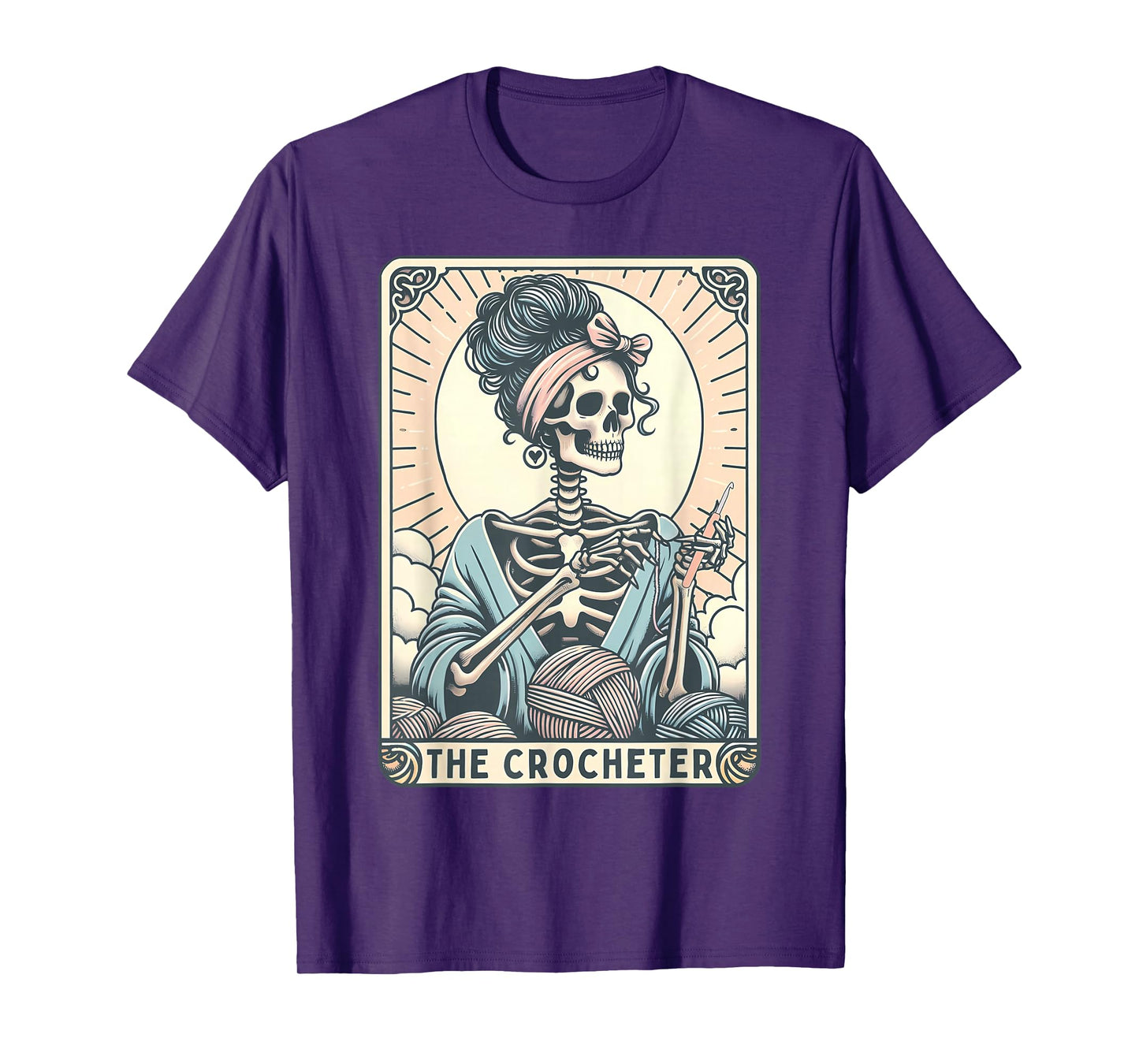 Skeleton The Crocheter Mom Tarot Card Knitter Crochet Lover T-Shirt