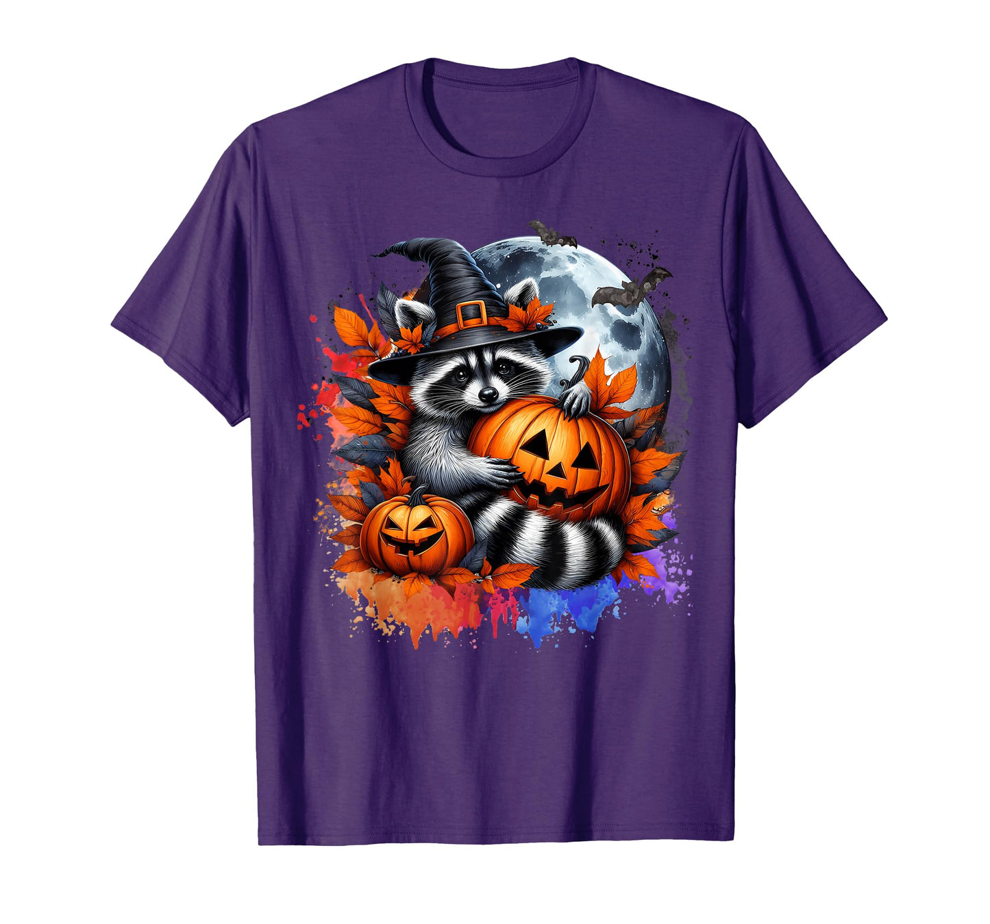 Halloween Raccoon Pumpkin Witch Gifts For Men Women Kid Boys T-Shirt