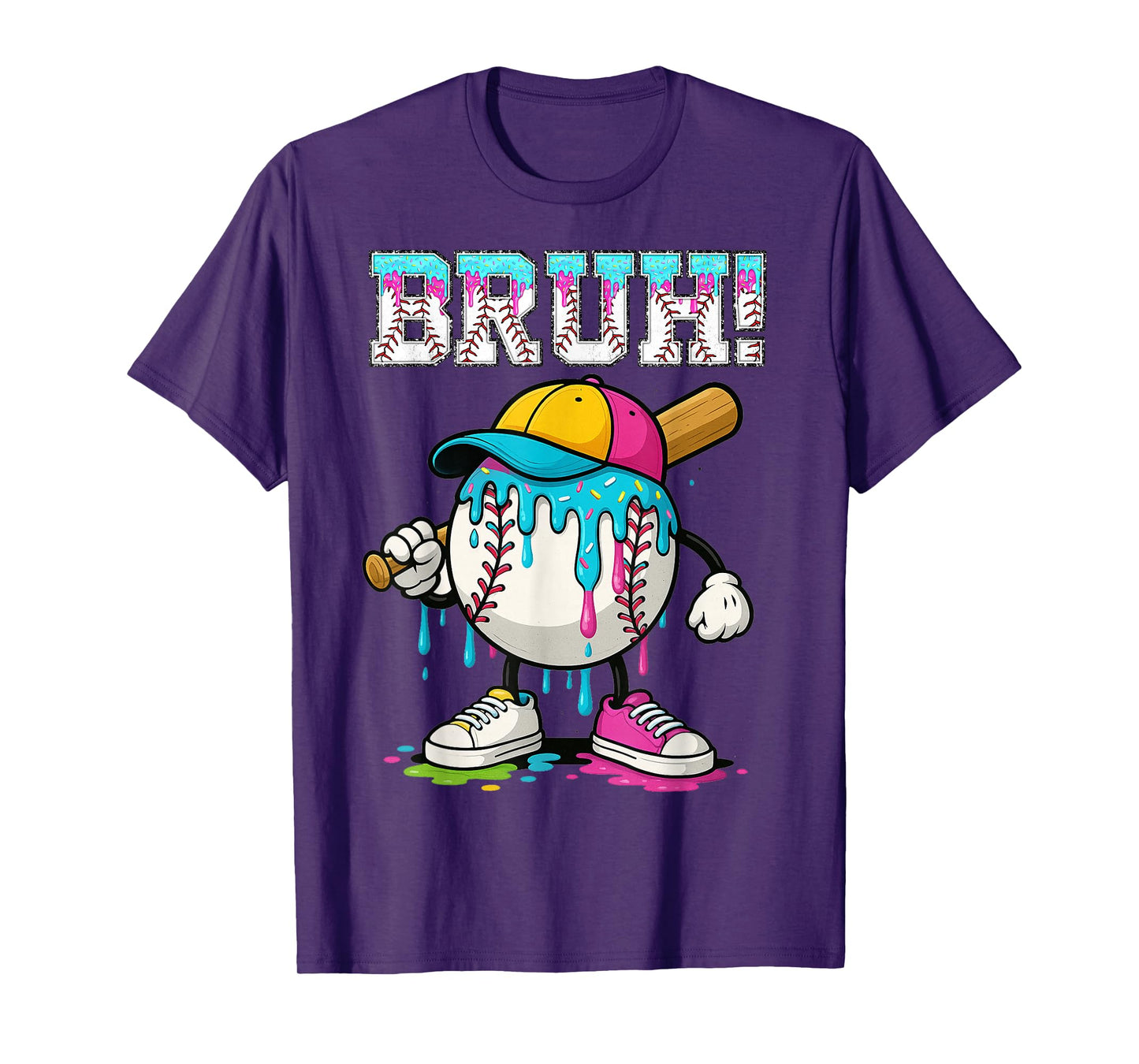 Baseball Drip Boys Bruh Ice Cream Bruh Meme For Son Grandson T-Shirt