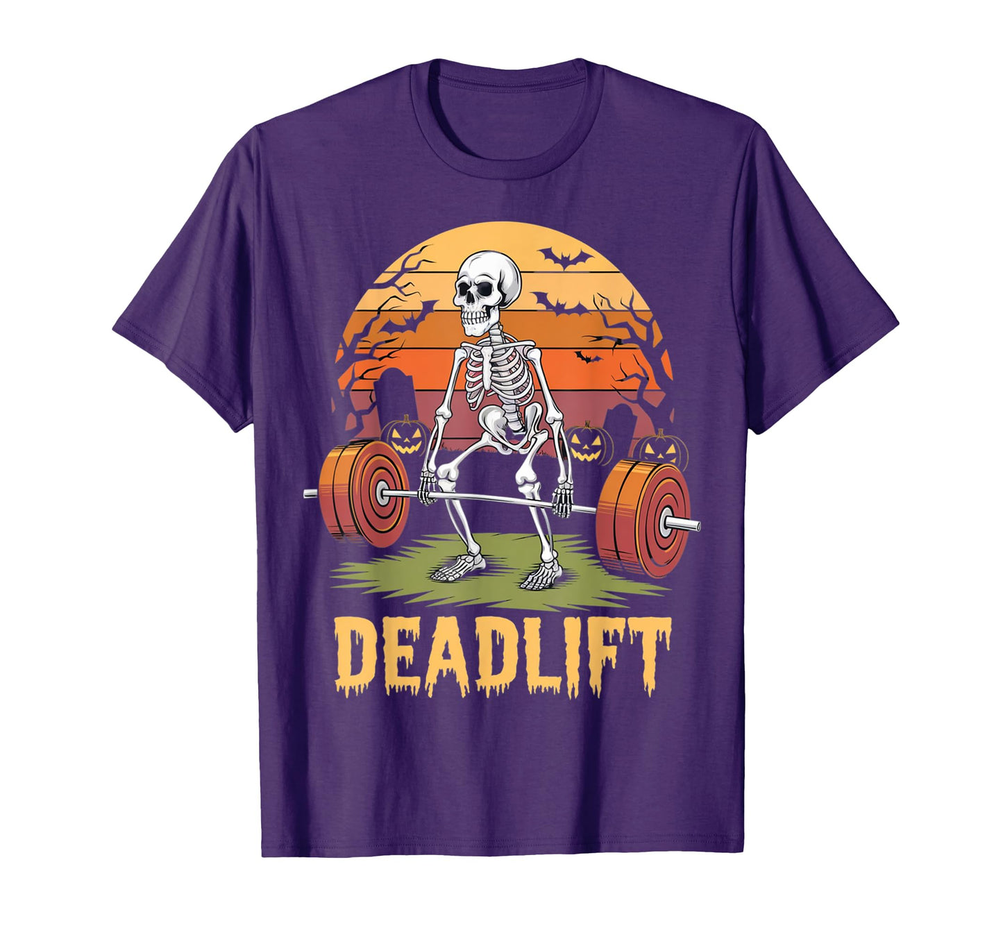 Halloween Deadlift Skeleton Gym Workout Weight Lifting T-Shirt