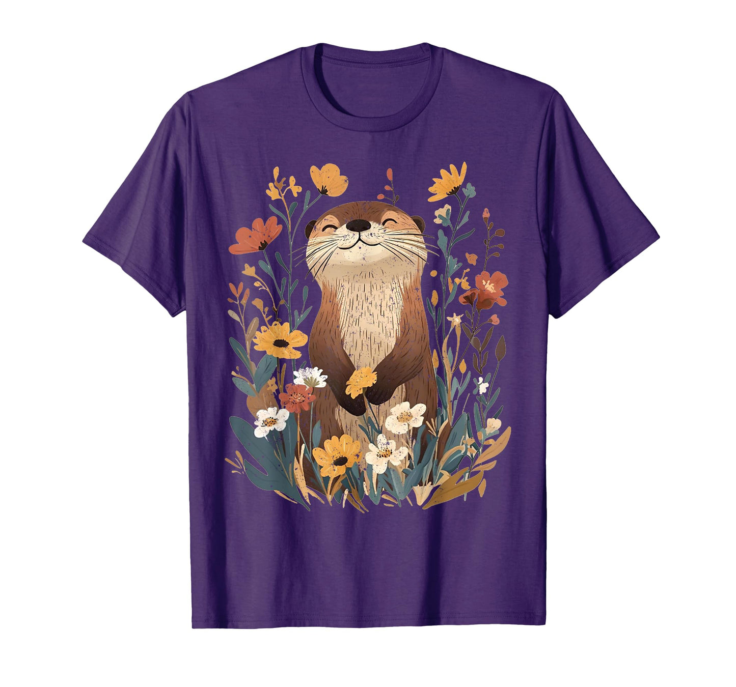 Aesthetic Goblincore Wildflower Art Floral Sea Otters Lover T-Shirt
