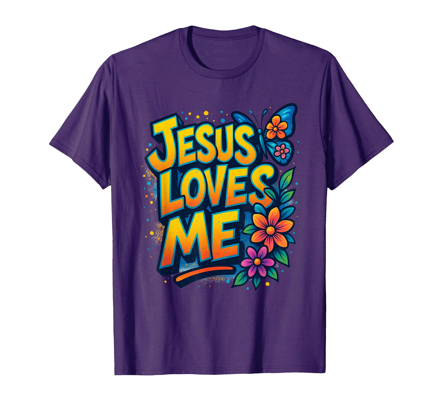 Jesus Loves Me, Butterfly Art - Religious T-Shirt