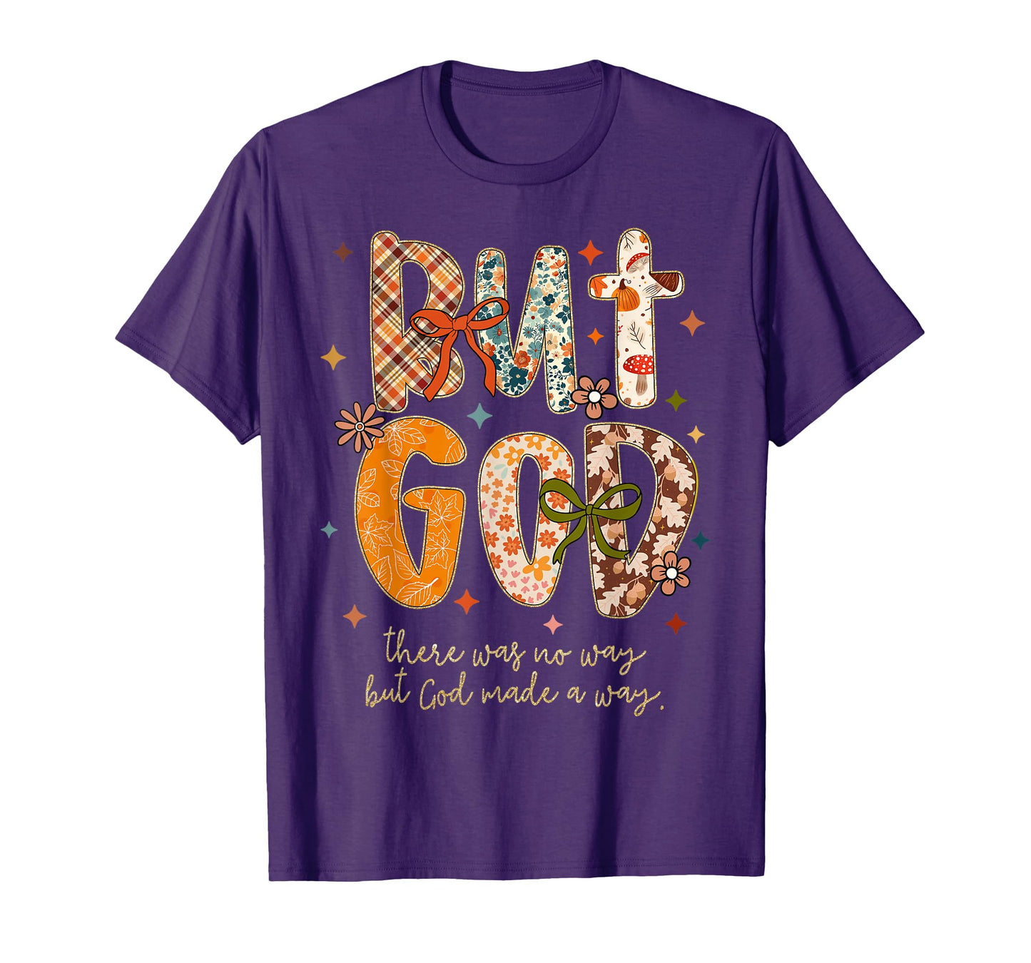 But God Christian Fall Autumn Thankful Floral Coquette Bow T-Shirt