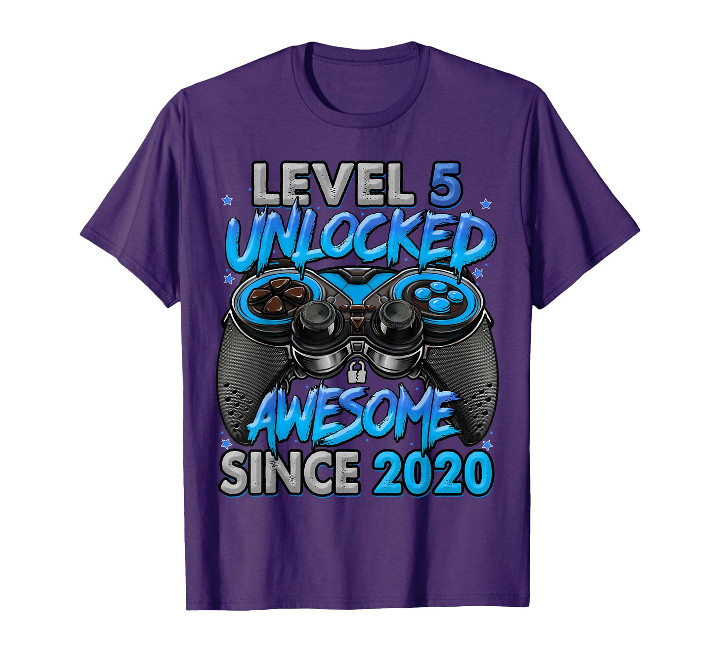 Level 5 Unlocked Awesome Since 2020 5th Birthday Gaming T-Shirt