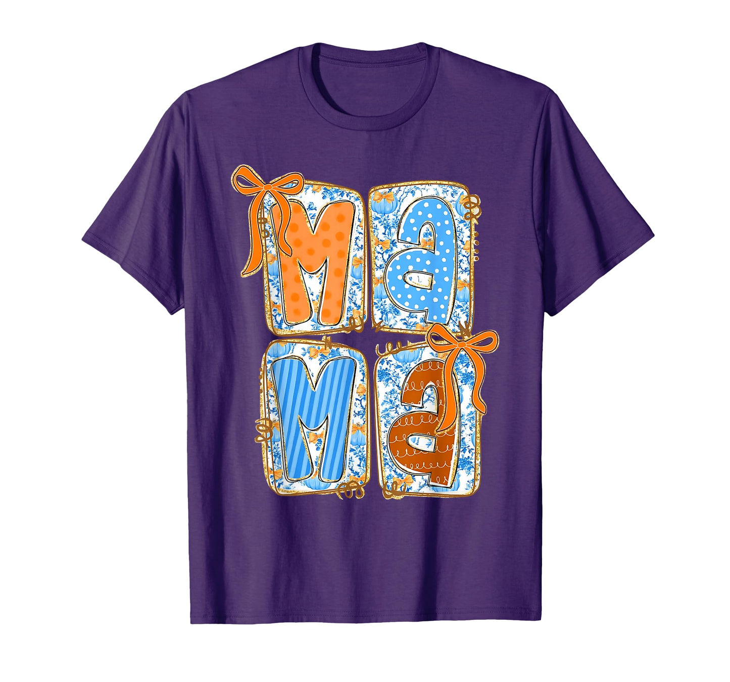 Preppy Fall Mama Coquette Bows Mom Fall Thanksgiving Women T-Shirt