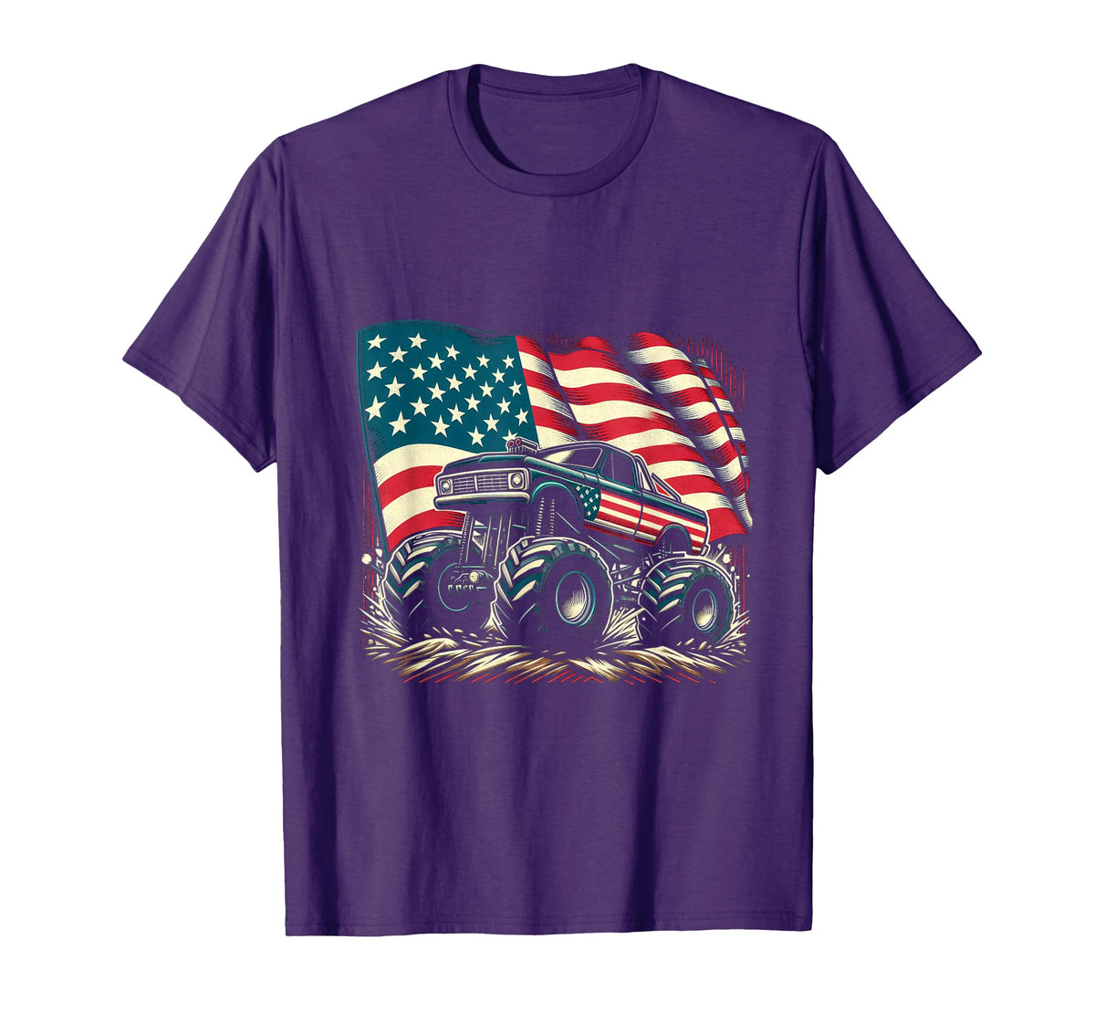 Patriotic USA Monster Truck Adult T-Shirt