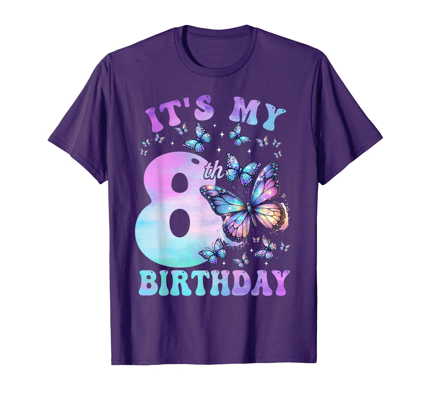 It's My 8th Birthday Girl Butterfly Themed 8 Year Old Kids T-Shirt