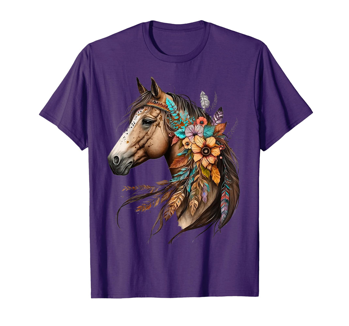 Floral Wild Horse Country Horse Riding T-Shirt