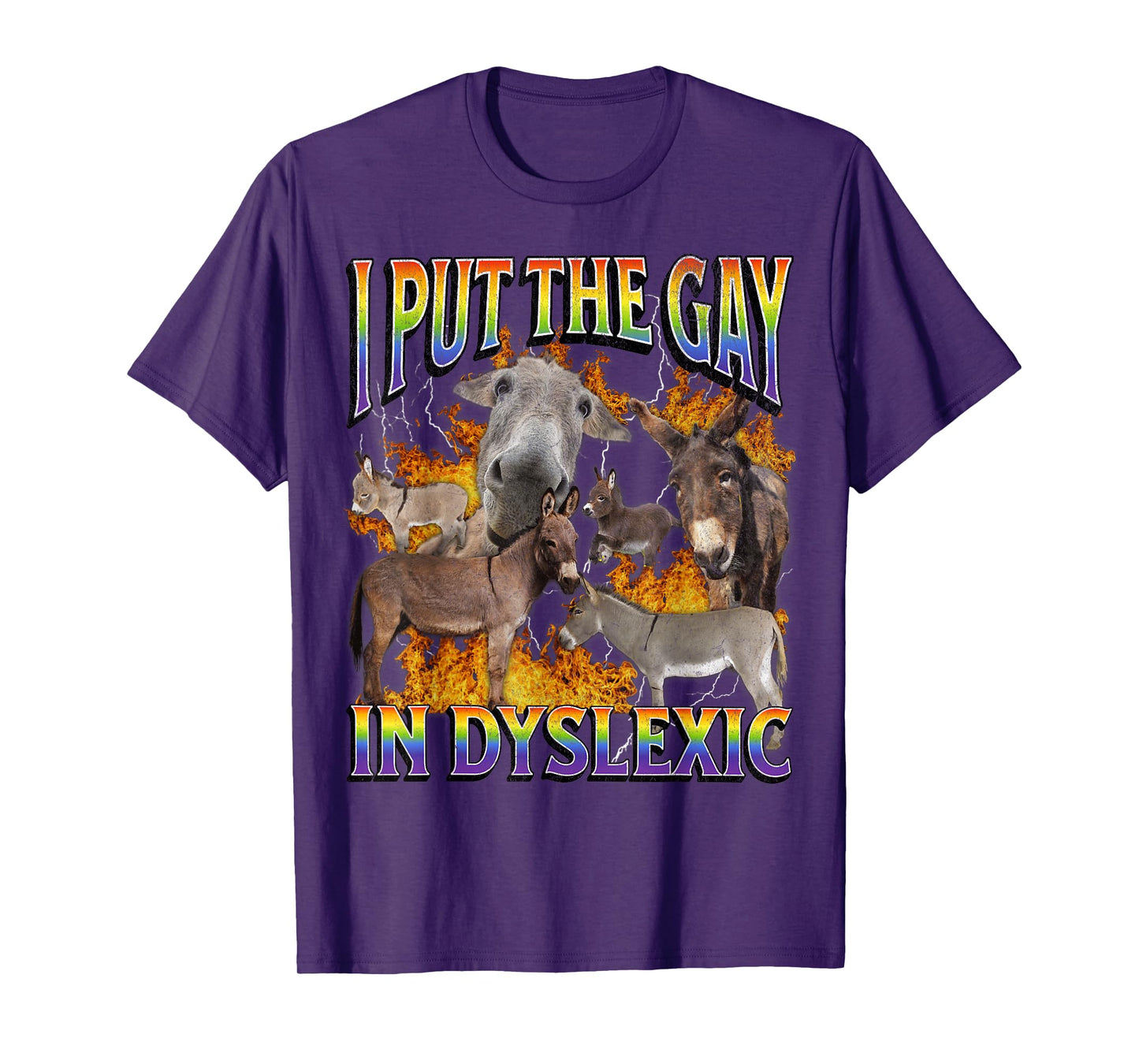 I Put The Gay In Dyslexic Funny Donkey Meme Bootleg Graphic T-Shirt