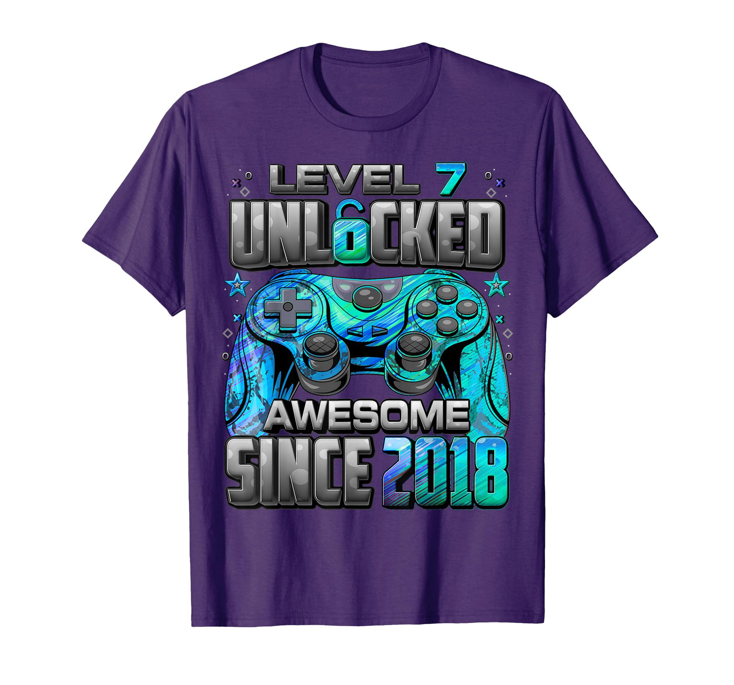 Level 7 Unlocked Awesome Since 2018 7th Birthday Gaming T-Shirt