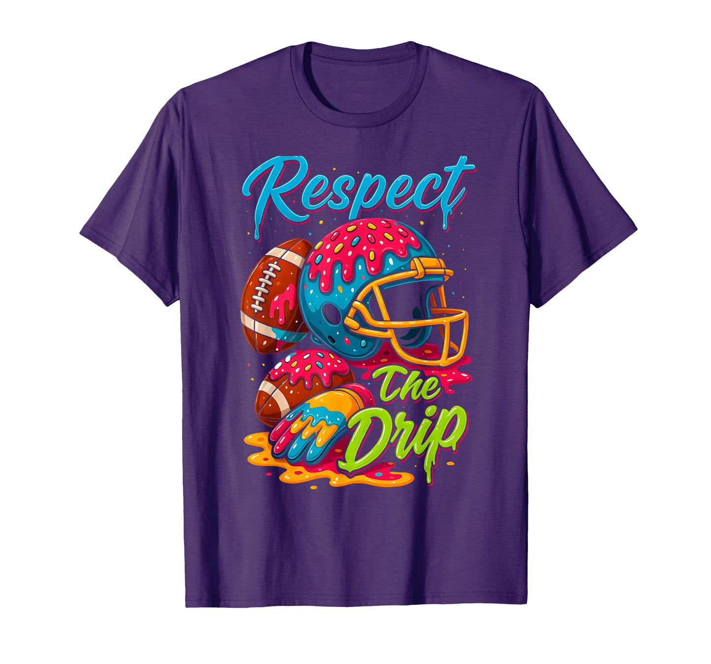 Football Drip Boys Football Ice Cream Sprinkle Respect Drip T-Shirt