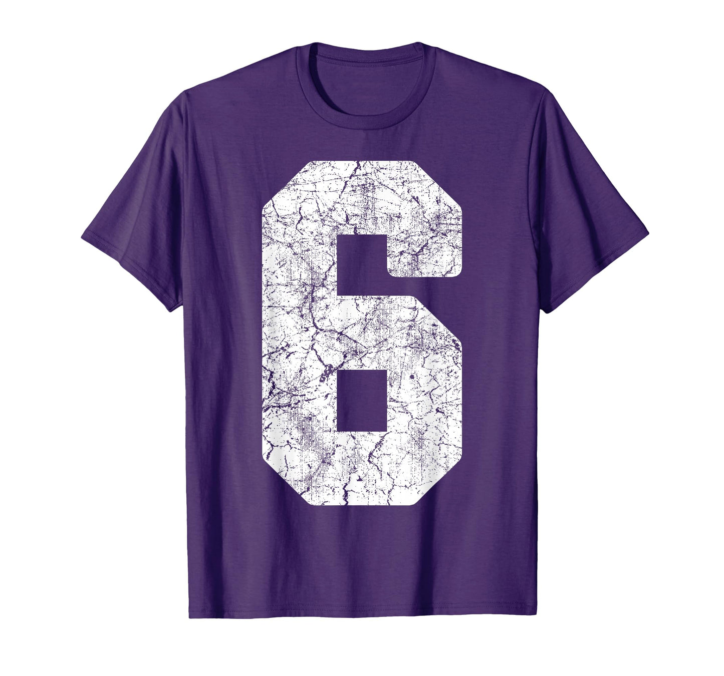 Distressed White Number 6 Jersey Player Uniform #6 Grunge T-Shirt
