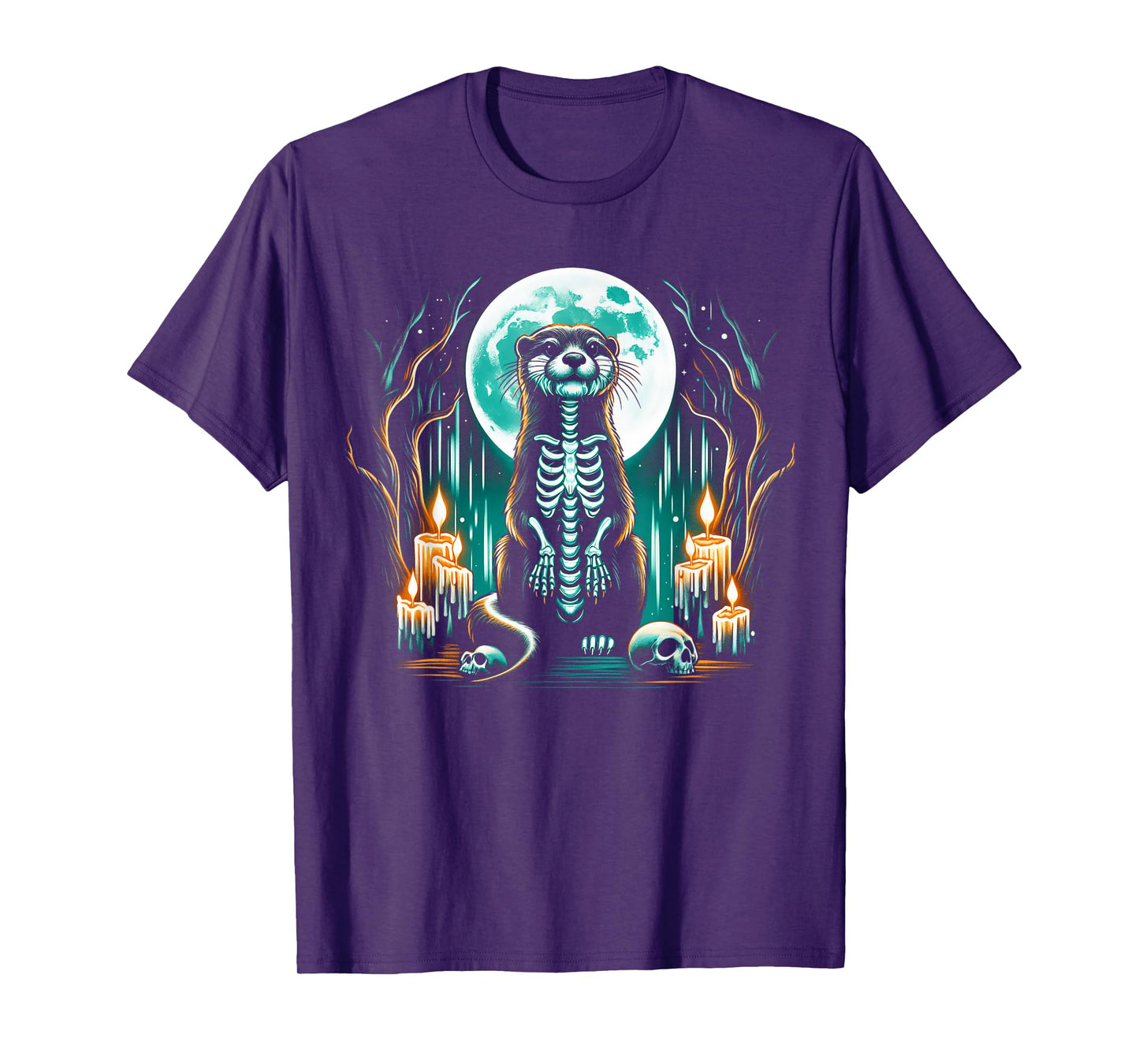 Cool Otter Skeleton Halloween Christmas Birthday T-Shirt