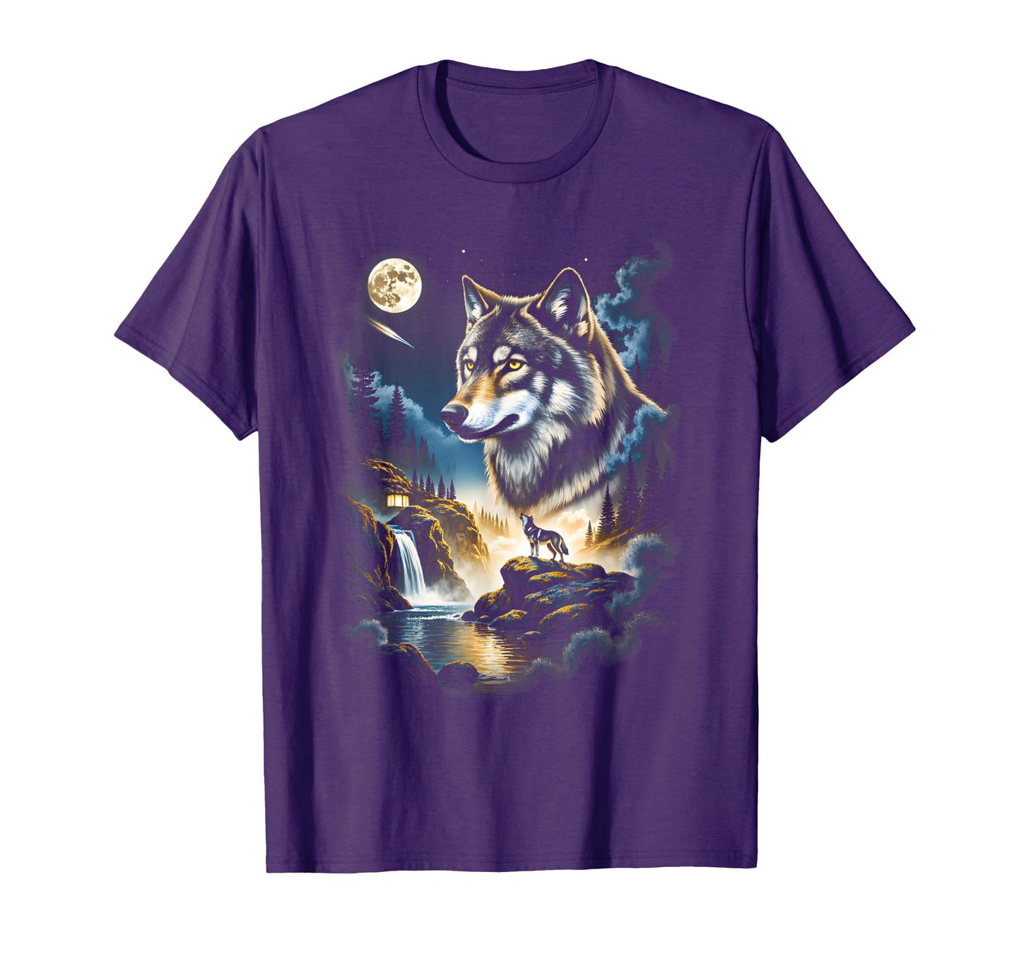 Grunge Retro Howling Wolf Vintage 90s Nature Galaxy T-Shirt