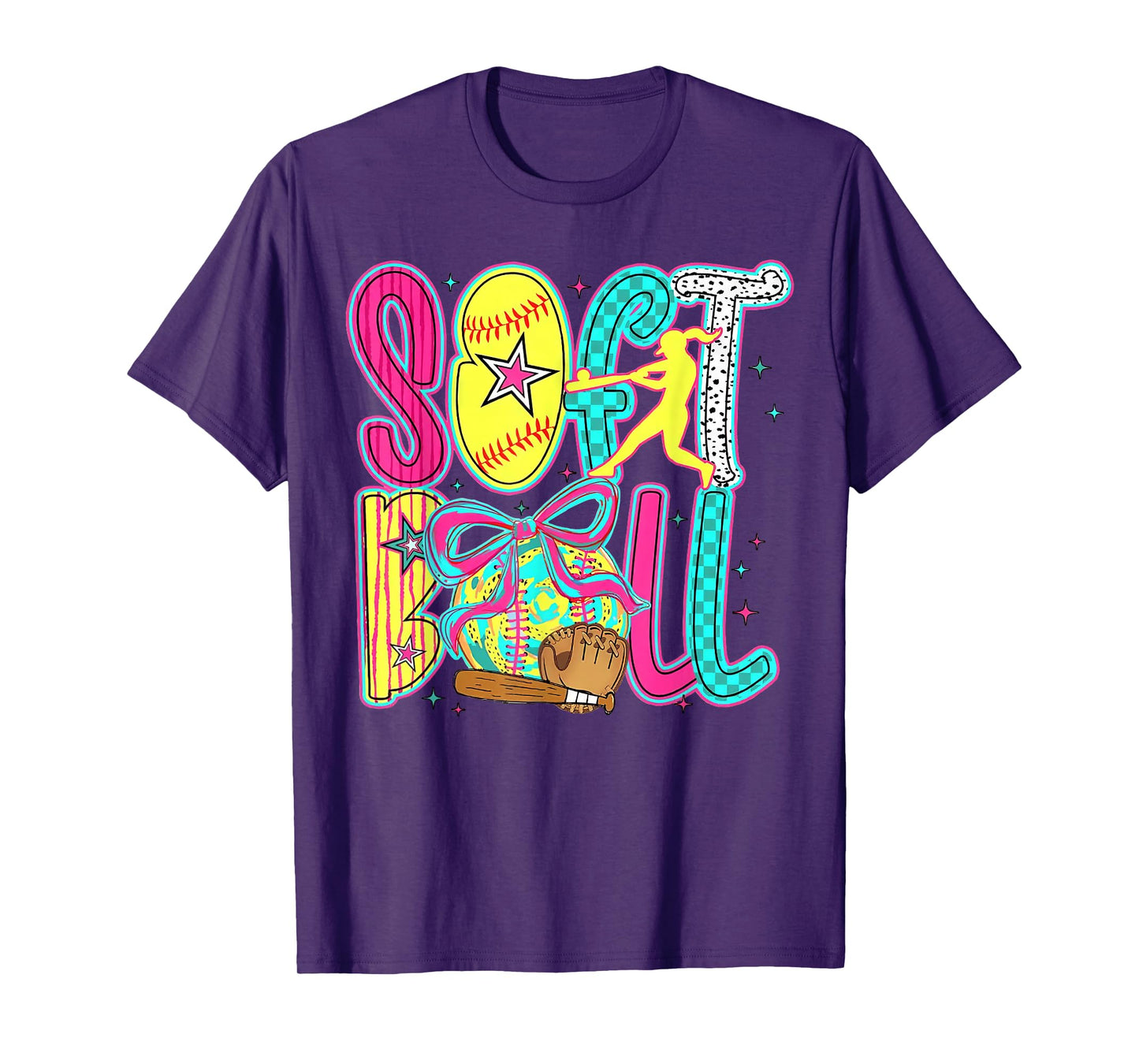 Softball Coquette Bow Game Day Softball Vibes Women Girls T-Shirt