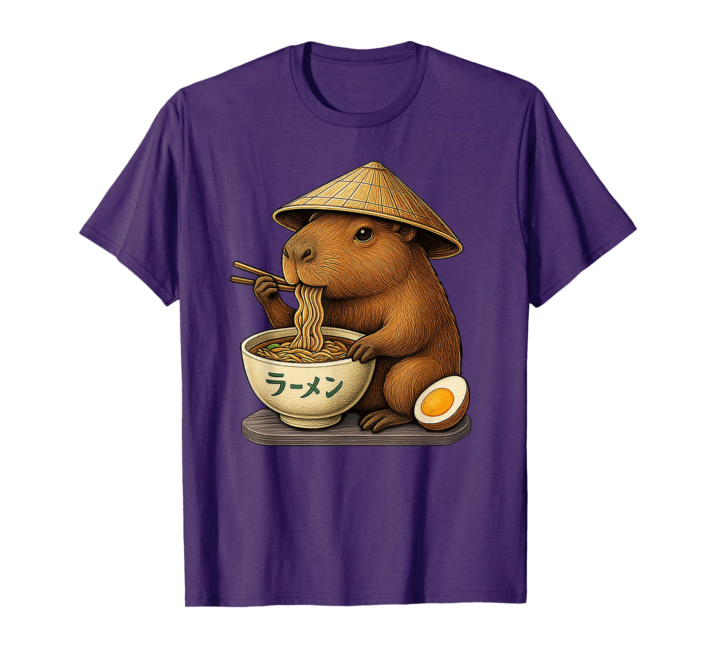 Kawaii capybara eating Japanese ramen graphic tee Funny kids T-Shirt