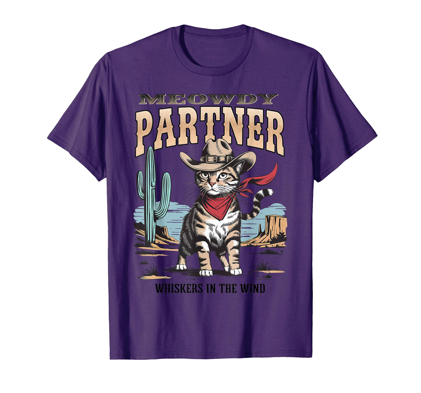 Vintage Cat Meowdy Partner Cowboy Gifts For Men Women Kid T-Shirt