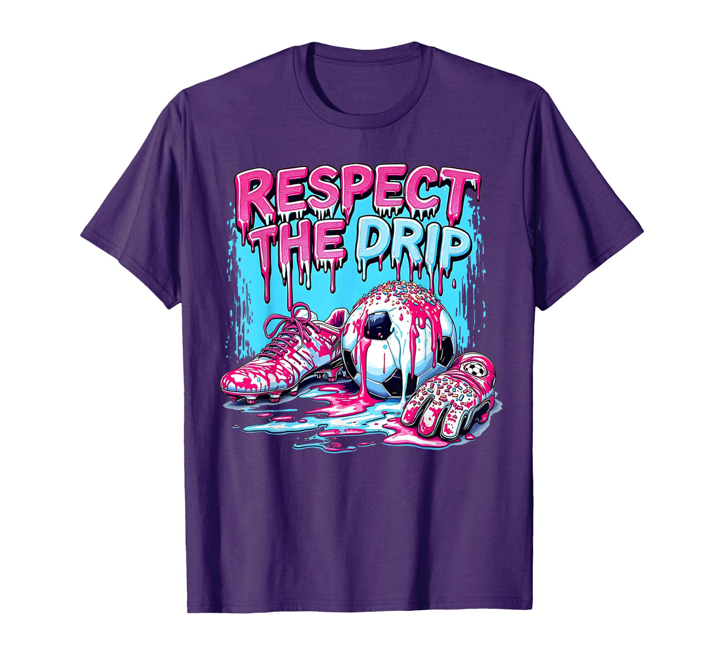 Soccer Ice Cream Sprinkles Theme Youth Respect The Drip Kids T-Shirt