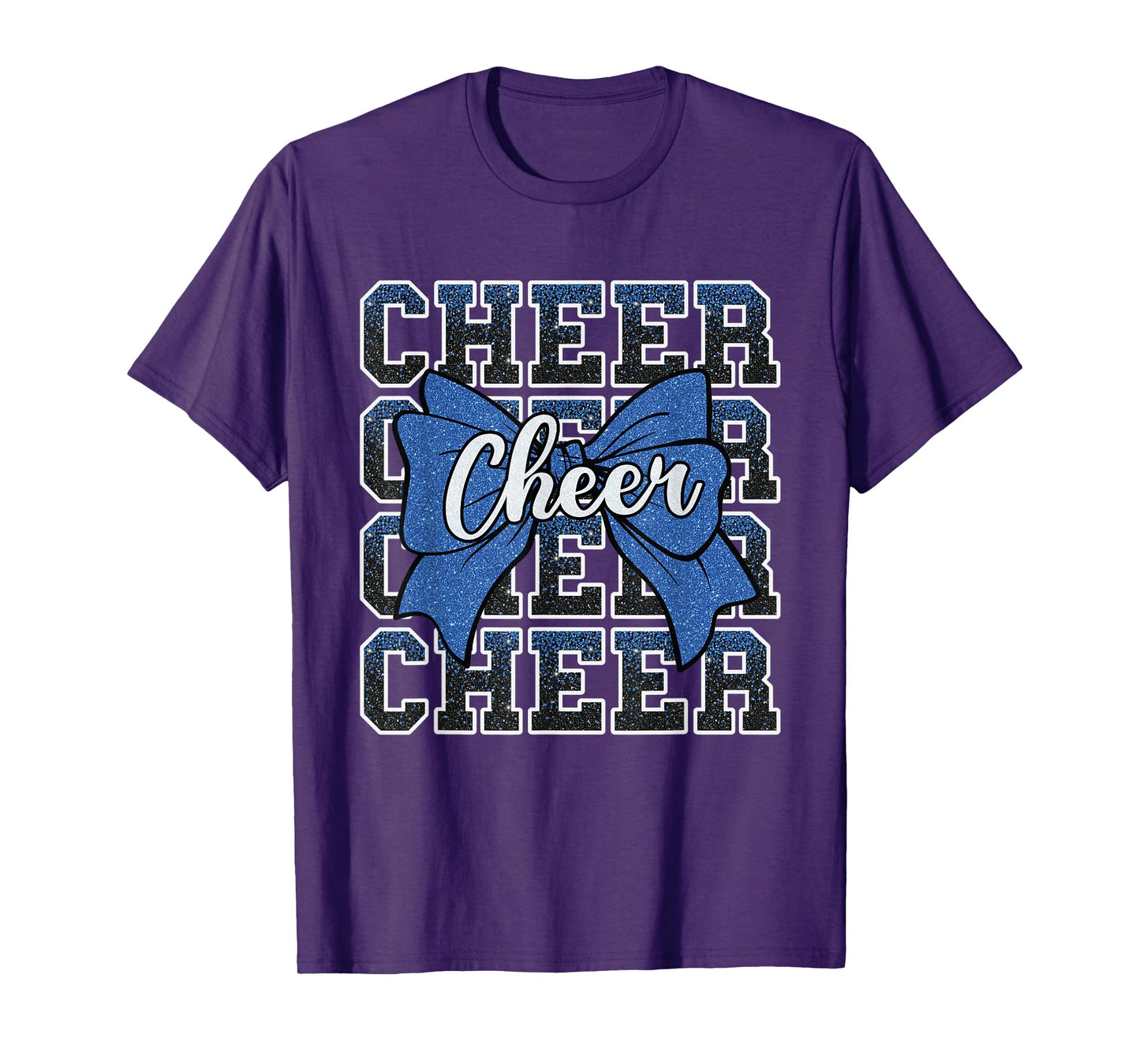 Coquette Cheer Bow Sport Cheerleader Cheerleading Blue T-Shirt
