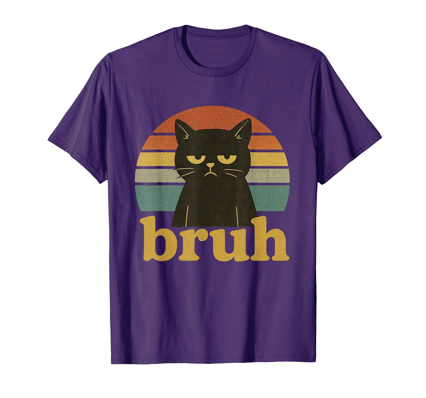 Funny Meme saying Bruh Retro Cat T-Shirt