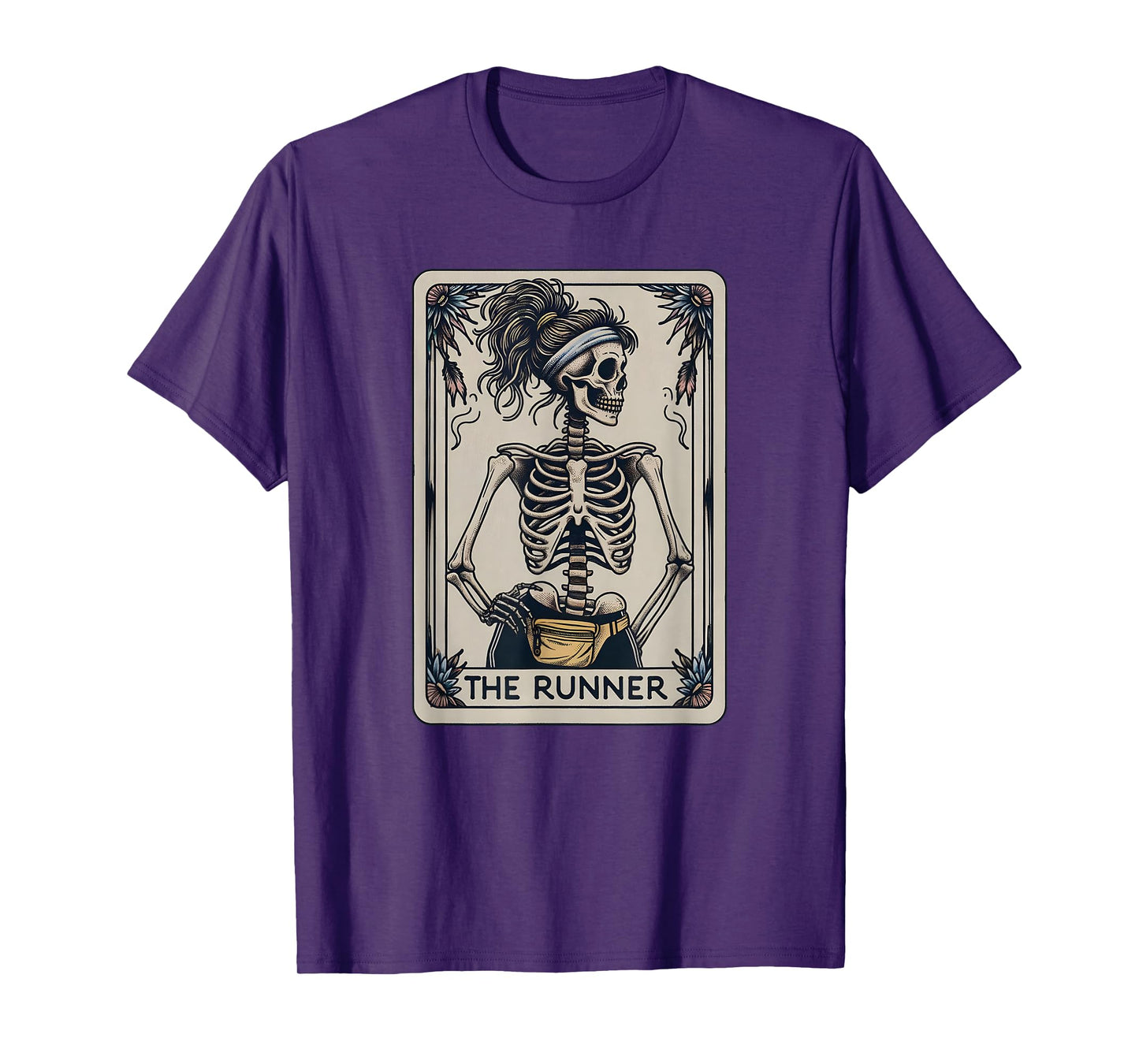 Funny Running Tarot Card, Funny Skeleton Halloween Runner T-Shirt