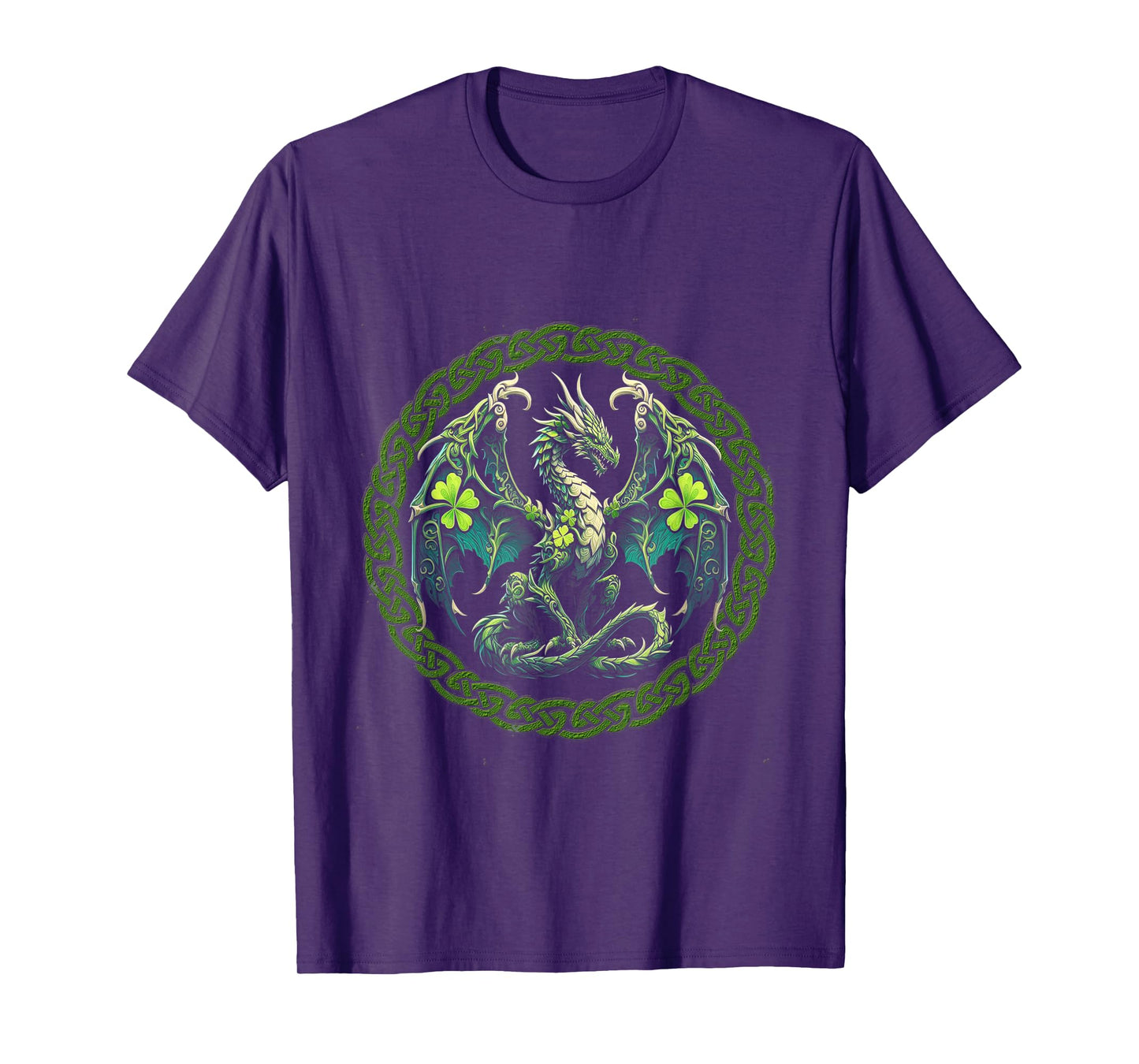 Tribal Irish Green Celtic Knot Fantasy Dragon, Patrick Day T-Shirt
