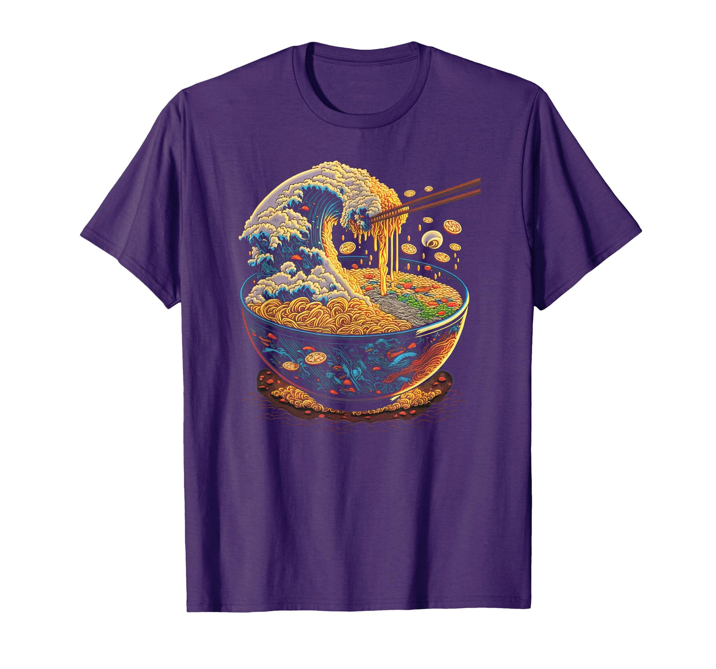 Japanese Kanagawa Wave Ramen Graphic Retro Anime Noodles Art T-Shirt