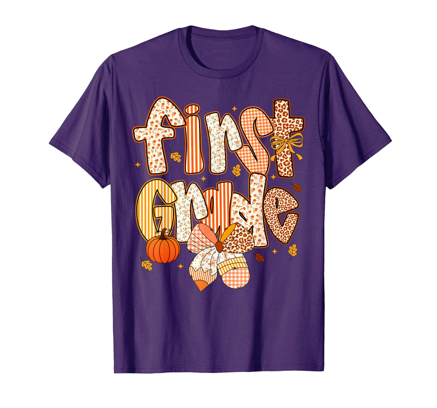 First Grade Fall Floral Coquette Bow Teachers Students T-Shirt