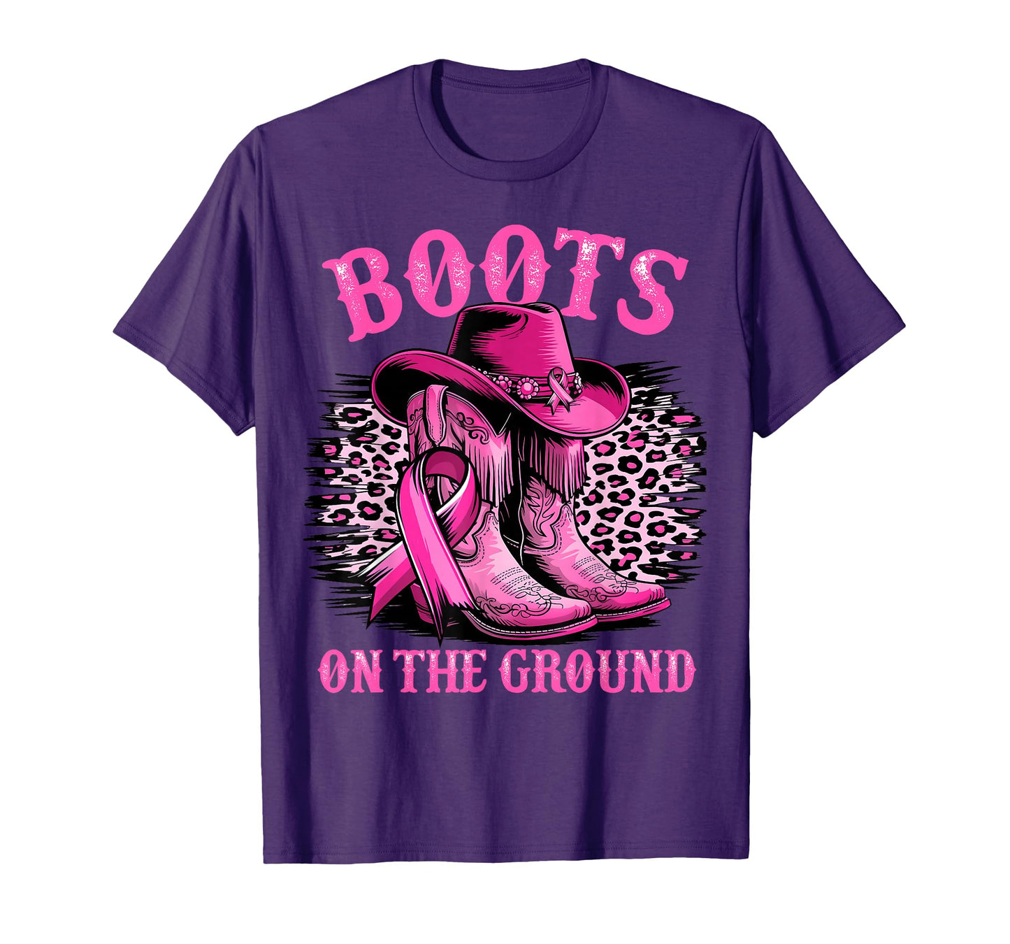 Boots On The Ground Cowgirl Western Breast Cancer Awareness T-Shirt