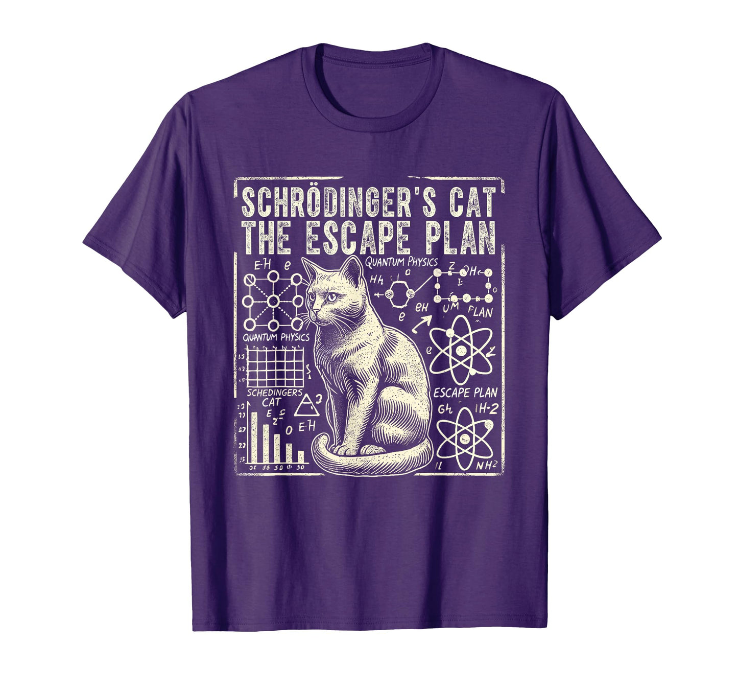 Schrodingers Cat Escape Plan, Funny Quantum Physics Science T-Shirt