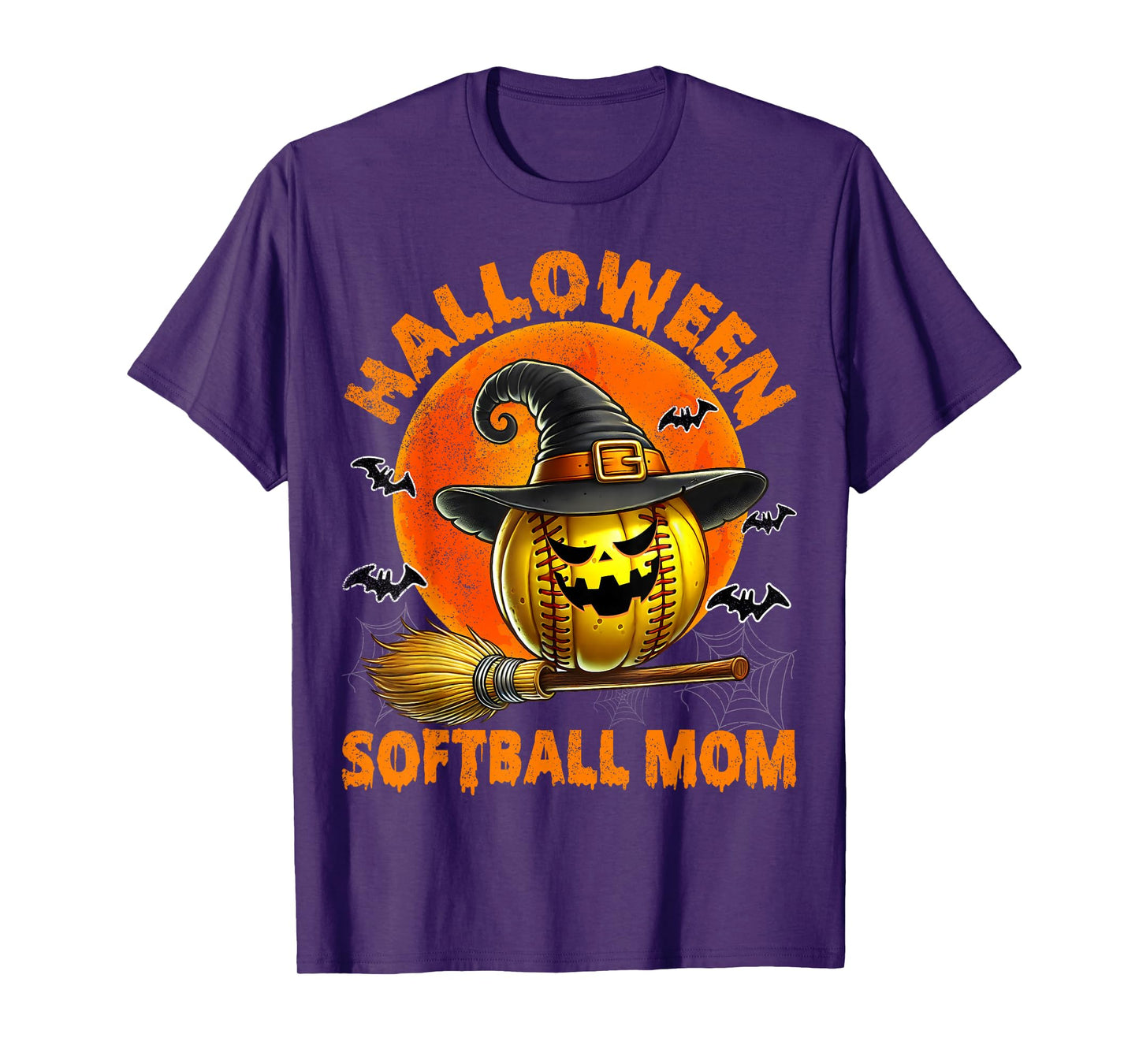 Halloween Softball Mom Spooky Halloween Pumpkin Softball Mom T-Shirt