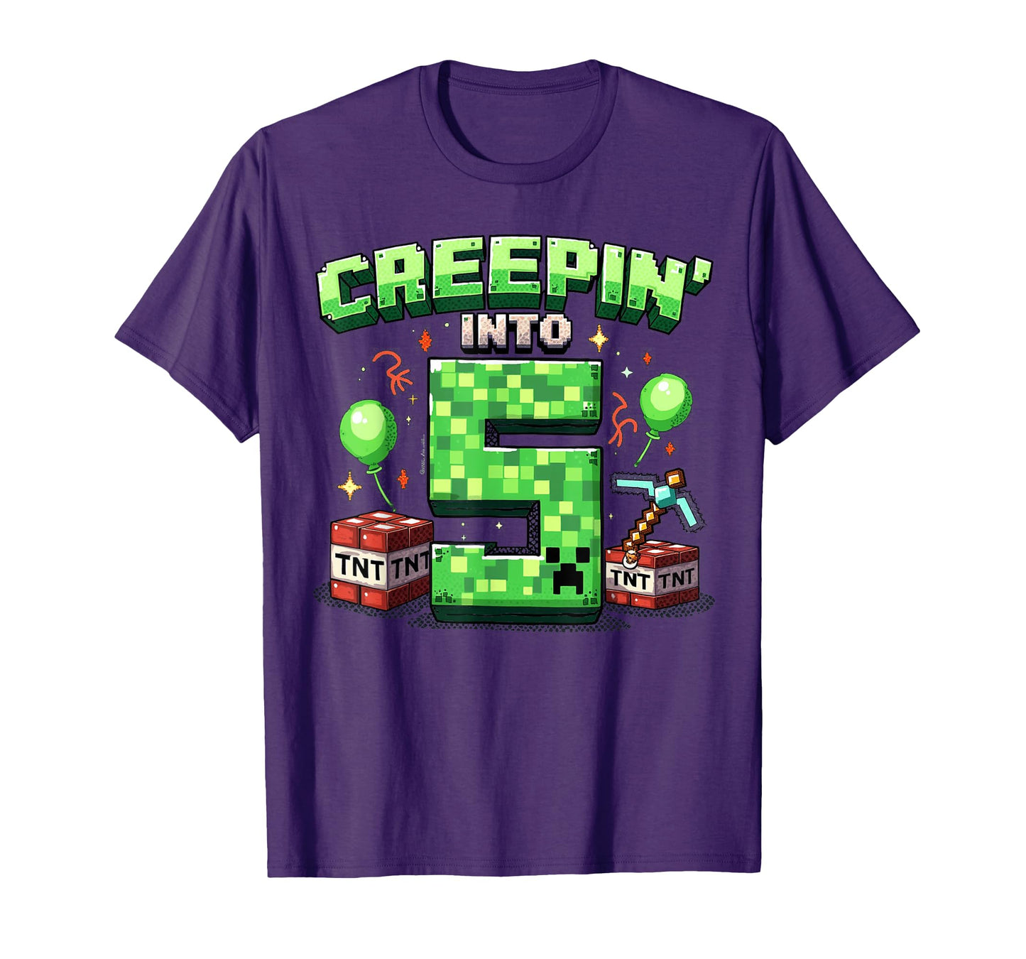 It's My 5th Birthday Boy Gamer Creepin’ Into 5 Gamer Pixel T-Shirt