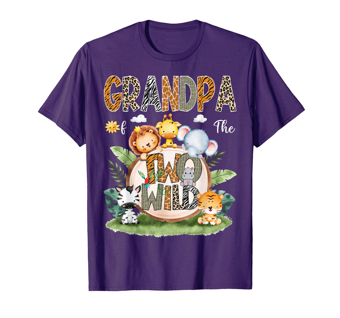 Grandpa Of The Two Wild 2Nd Birthday Safari Animal Lover T-Shirt