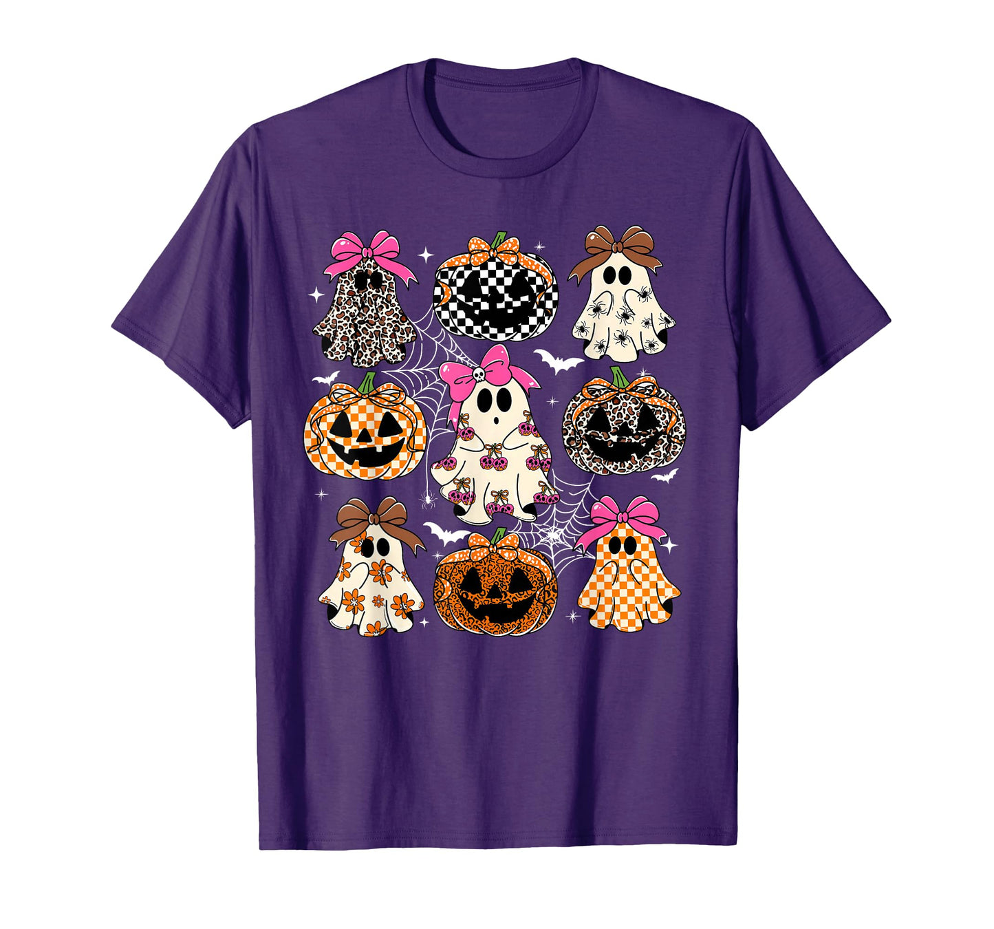 Spooky Season Halloween Coquette Bow Ghost Jack O Lantern T-Shirt