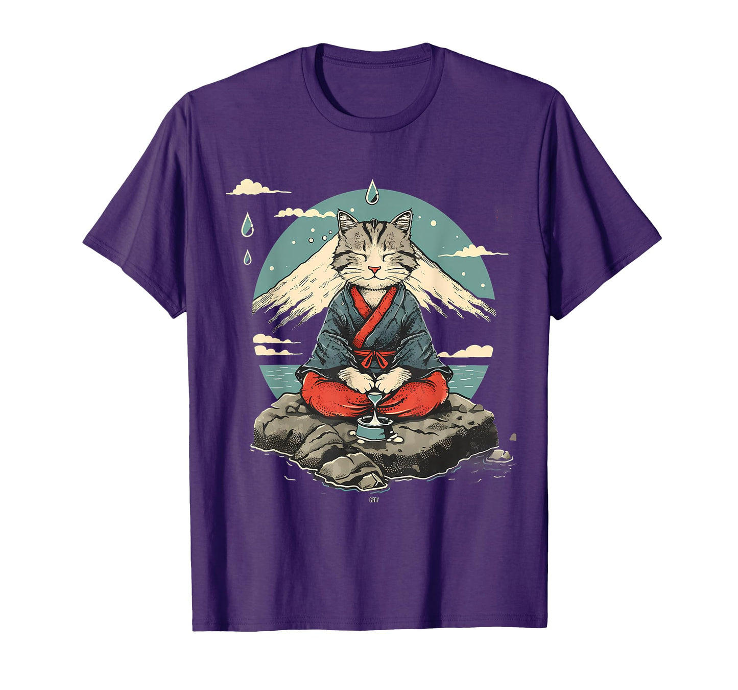 Cat Meditation Mountain Yoga Buddhist Zen Buddha Hindu Men Women Girls Kids T-Shirt