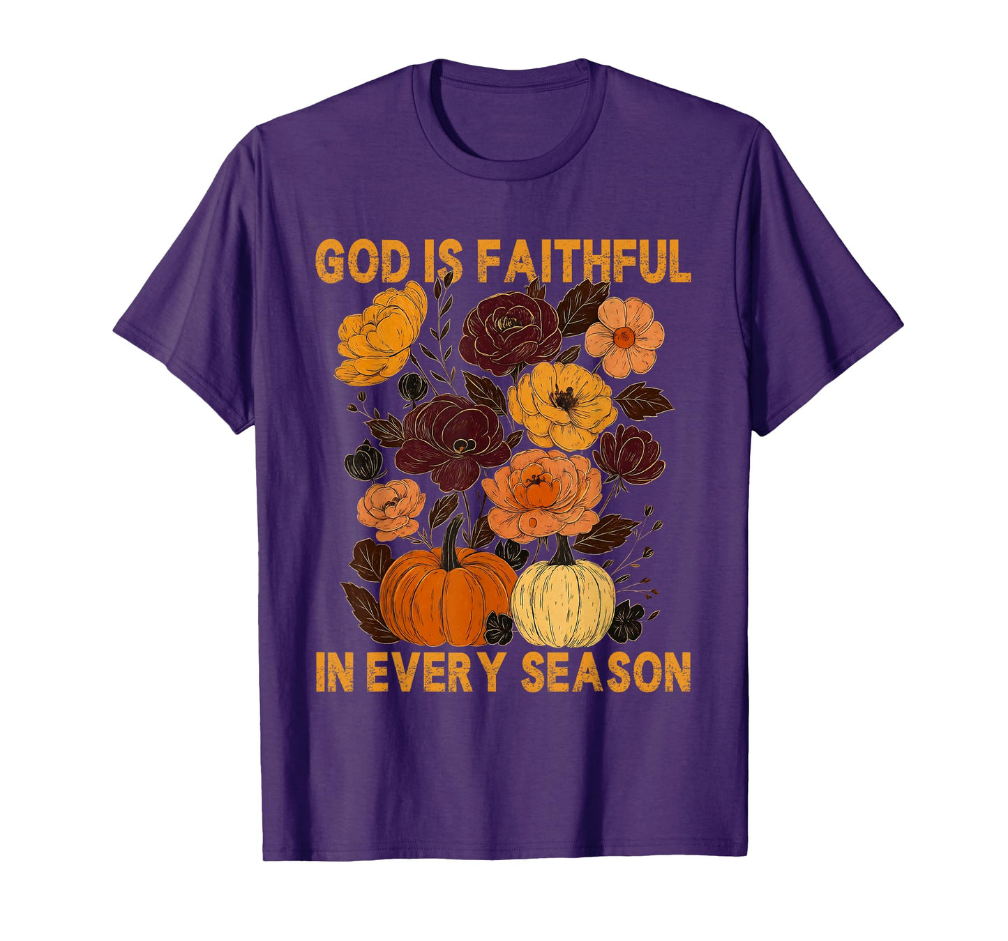 God is Faithful in Every Season Christian Fall Boho Floral T-Shirt