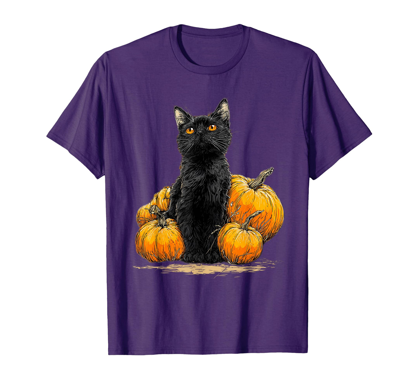 Black Cat Funny Halloween Pumpkin Cat Lover Cat Mom Dad T-Shirt
