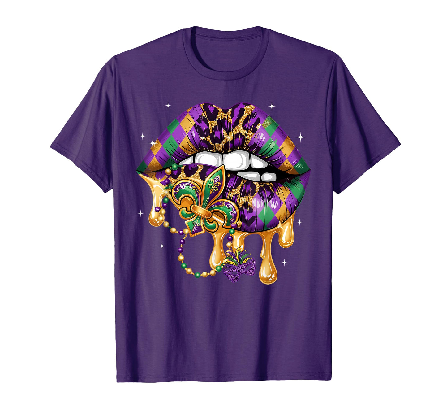 Mardi Gras Lip Women Girl Fleur De Lis Costume Funny T-Shirt