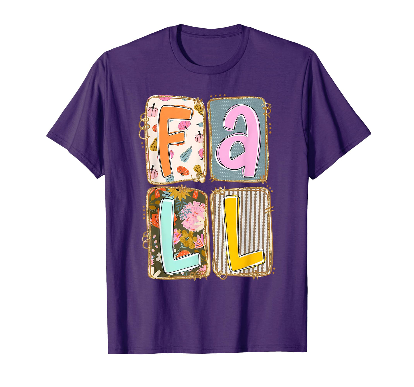 Fall Pumpkin Season Flower Thanksgiving Autumn Leaves Retro T-Shirt