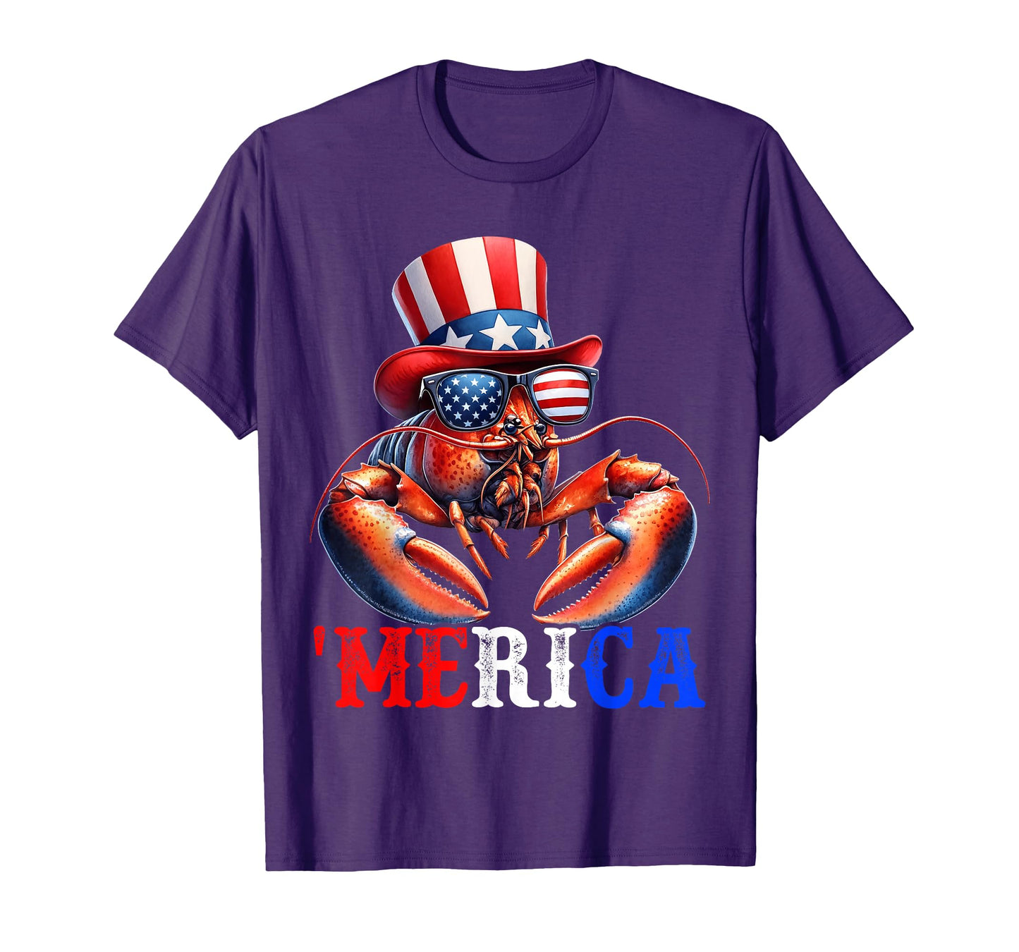 Merica Lobster Patriotic 4th of July Funny Kids Men Women T-Shirt