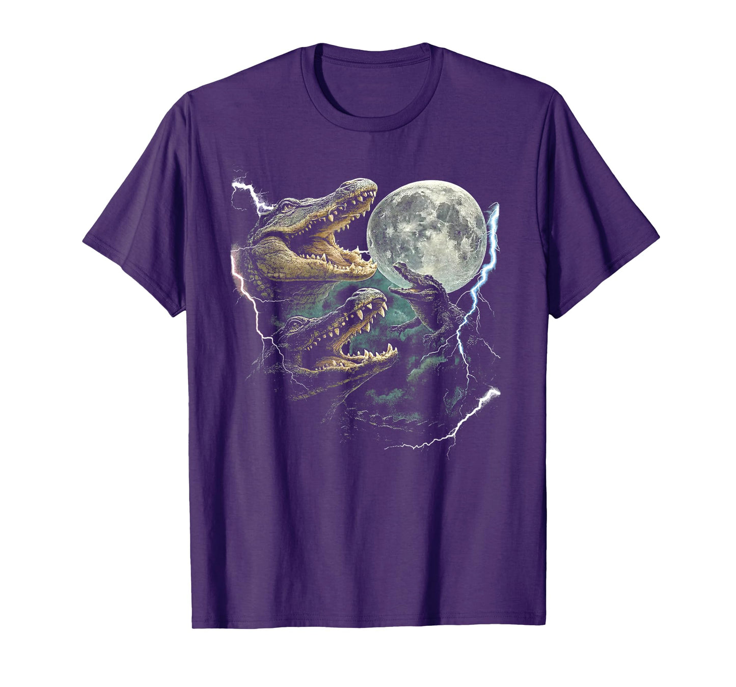Three Weirdcore Crocodile At Moon Funny 90s Alligator T-Shirt