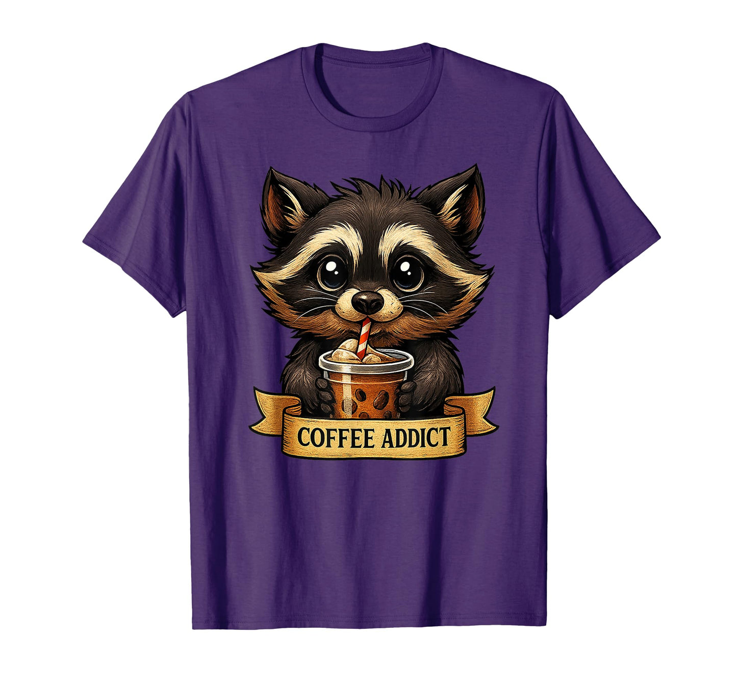 Cute Raccoon Drink Coffee Funny Gifts for Men Women Teen Kid T-Shirt
