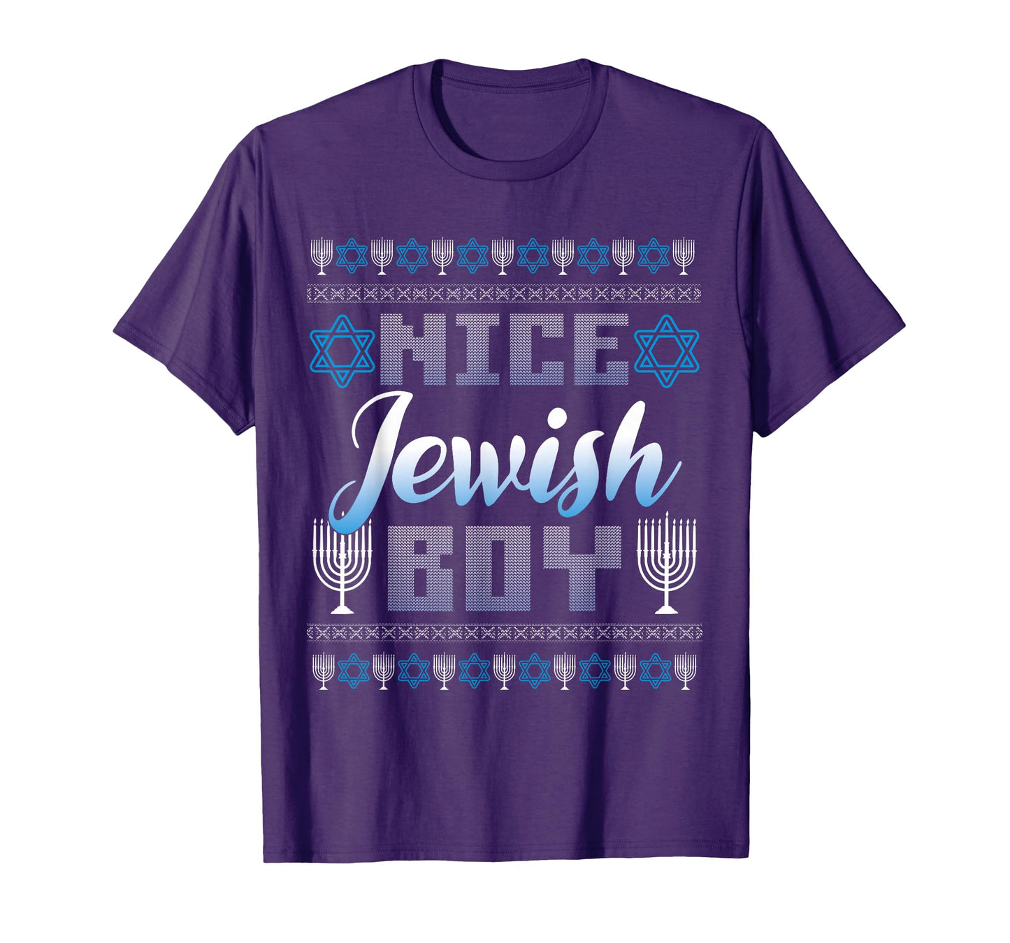 Nice Jewish Boy Funny Hanukkah Menorah Ugly Christmas T-Shirt