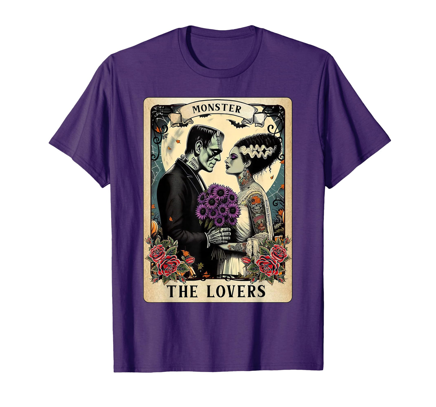 The Monster Frankenstein and Bride The Lovers Tarot Card T-Shirt