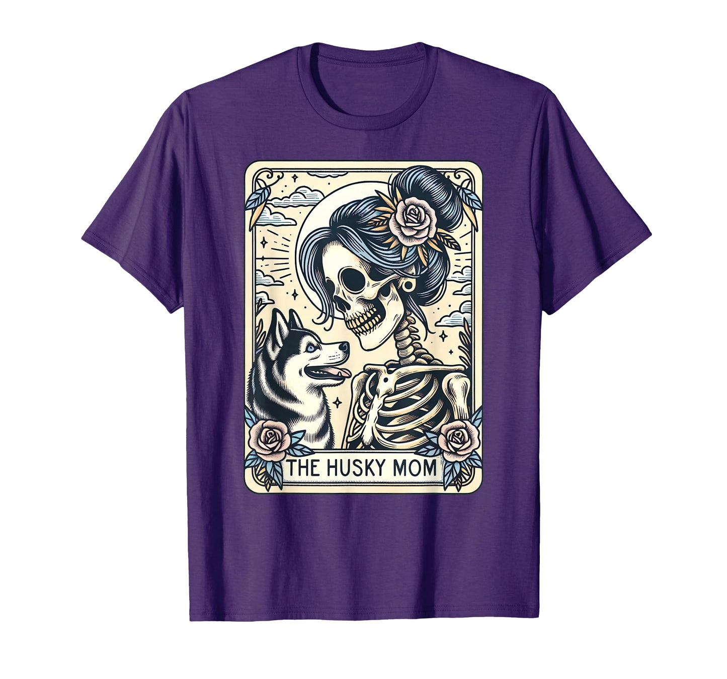 Cute Siberian Husky Mom Tarot Card Skeleton Husky Mama Dog T-Shirt