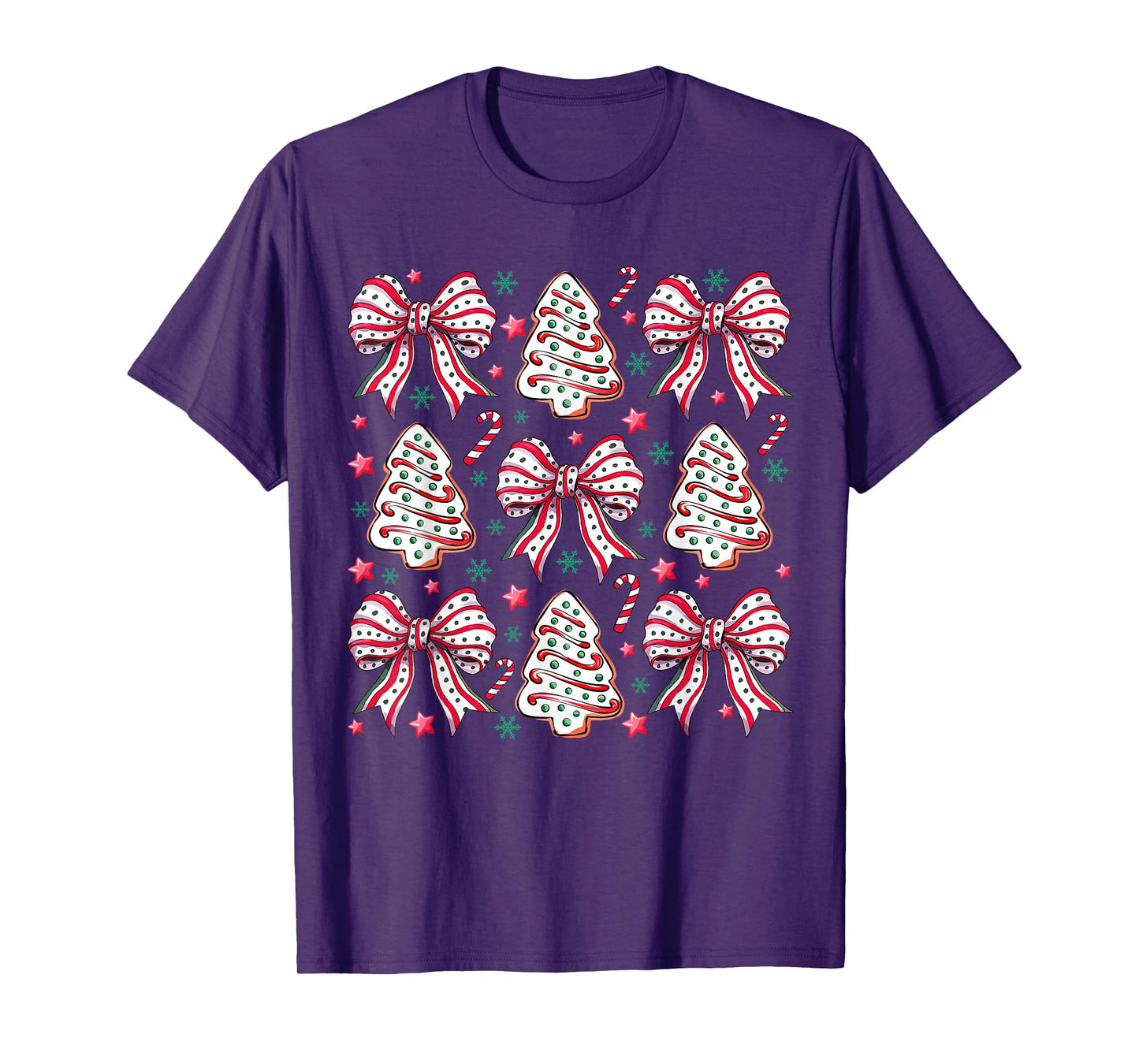 Coquette Bow Tree Cake Candy Cane Merry Christmas Women Kids T-Shirt